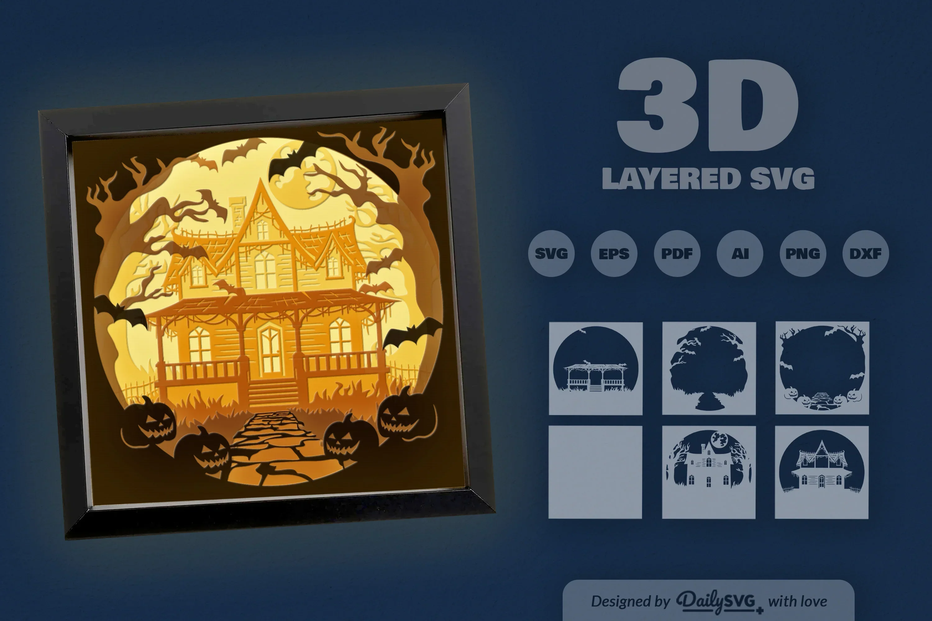 Halloween Haunted House Papercut SVG Bundle - Image 3
