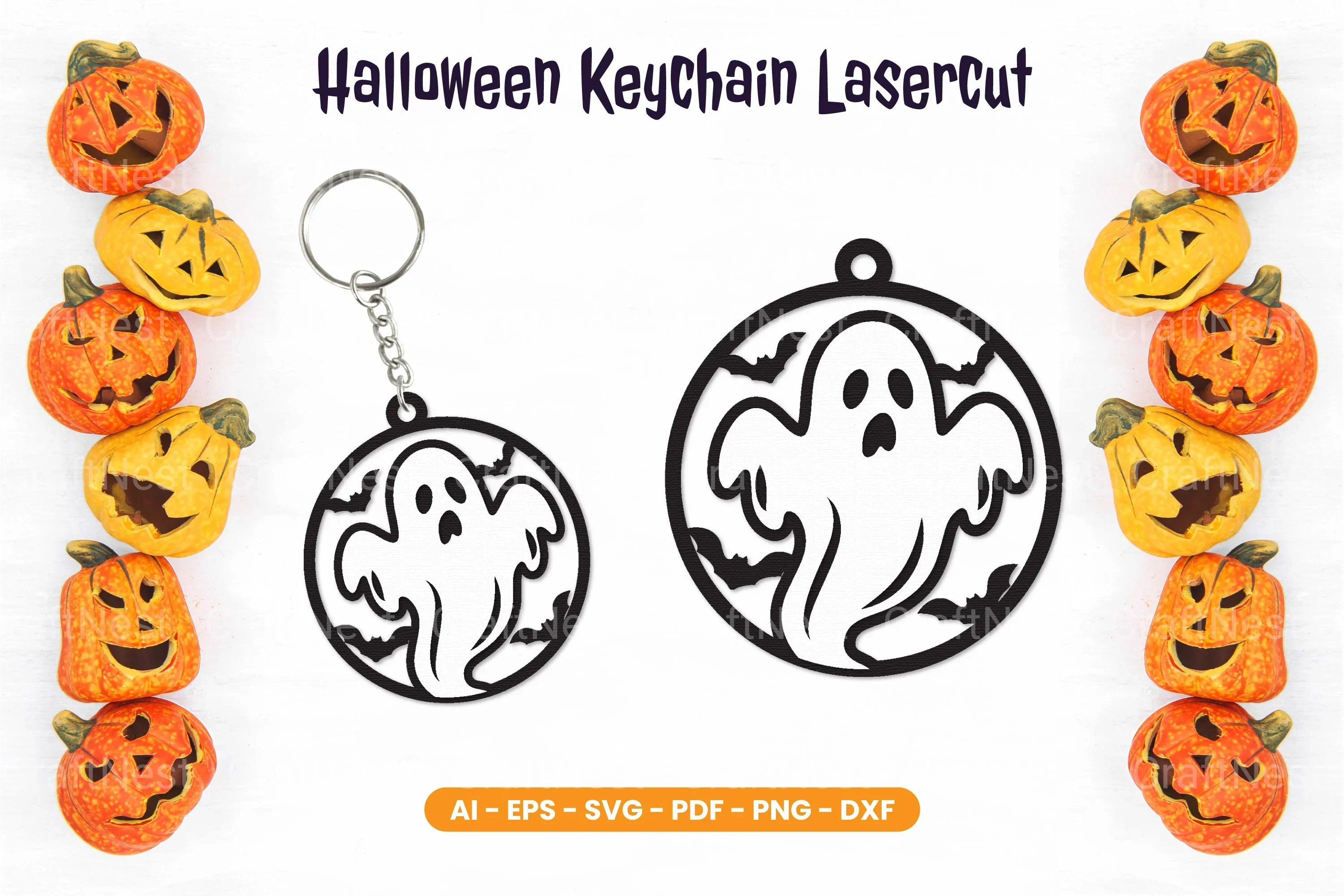 Halloween Keychain Lasercut SVG Bundle Clipart