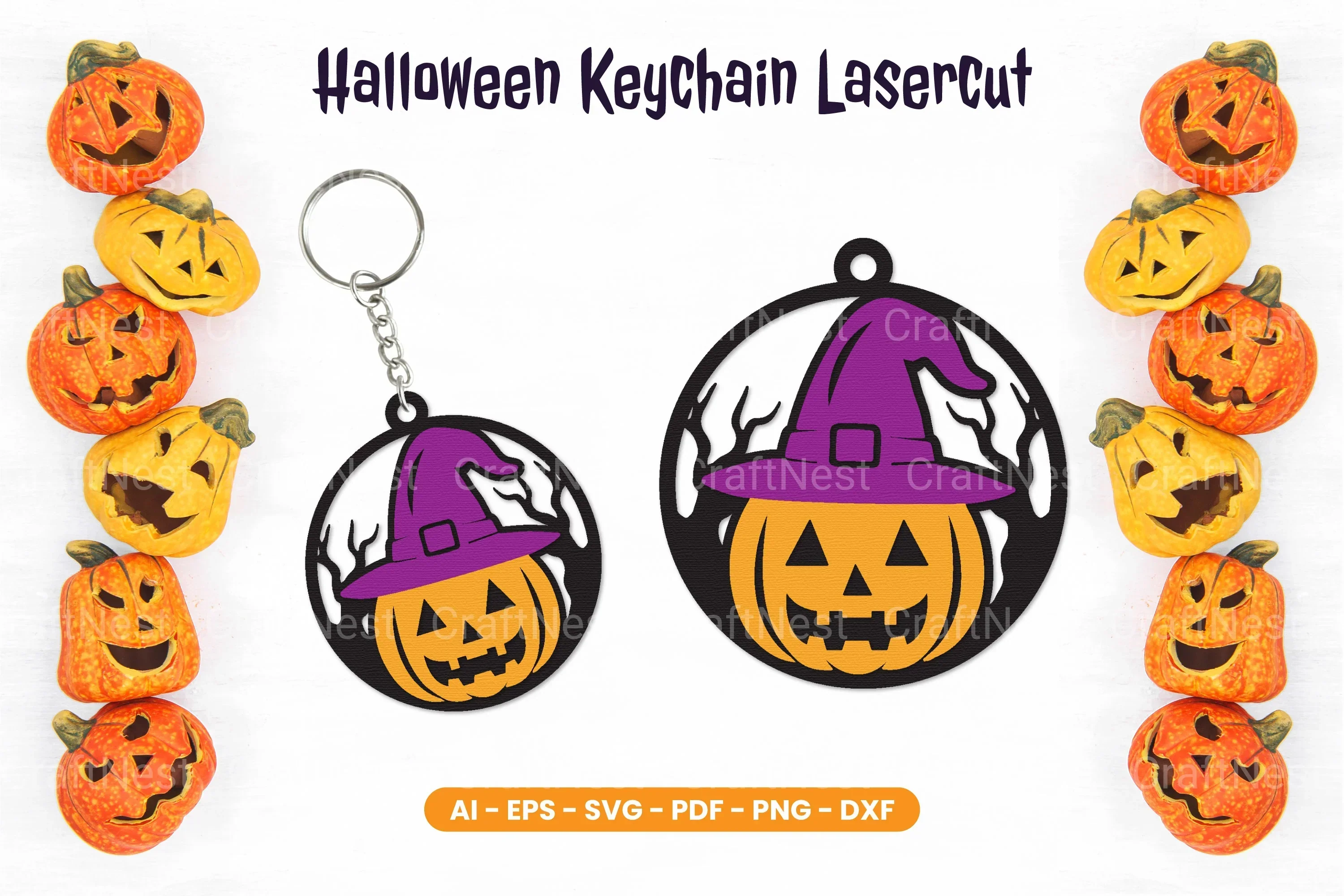 Halloween Keychain Lasercut SVG Bundle Clipart