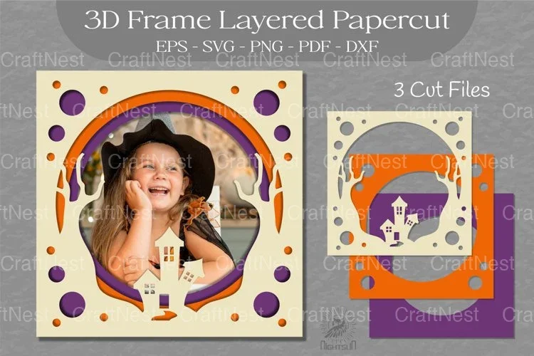 Halloween Layered 3D Frame Clipart Bundle
