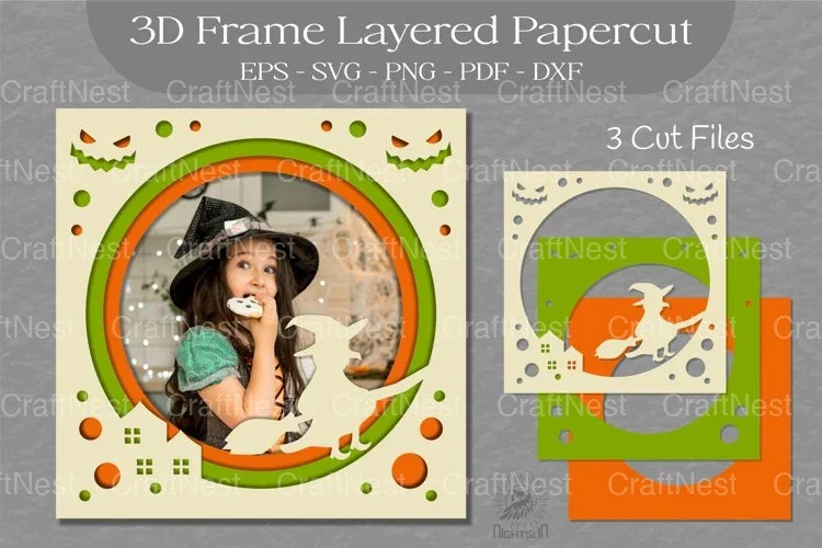 Halloween Layered 3D Frame SVG Bundle