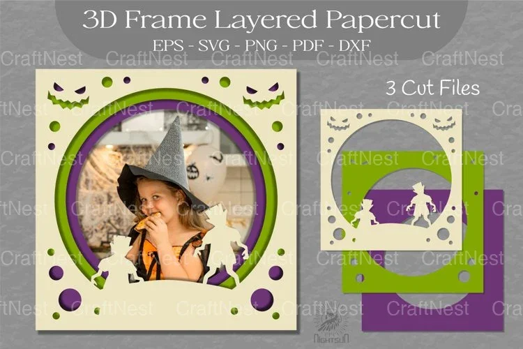 Halloween Layered 3D Frame SVG Bundle