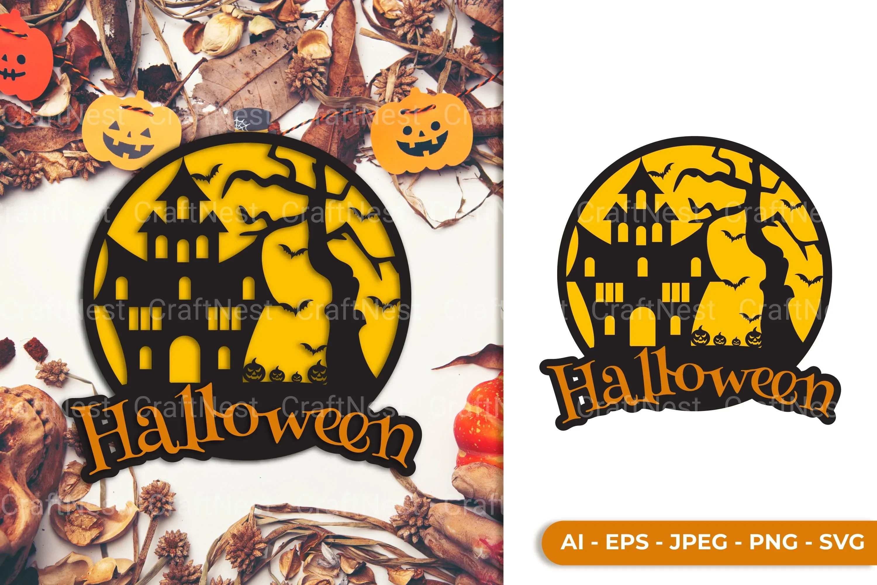 Halloween Layered Lasercut SVG Bundle Clipart