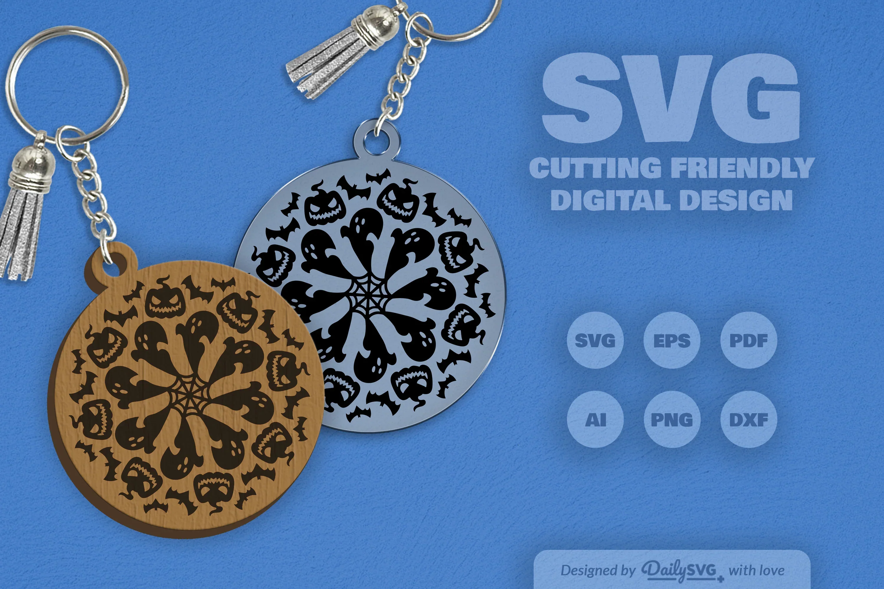 Halloween Mandala Keychain Clipart SVG Bundle - Image 10