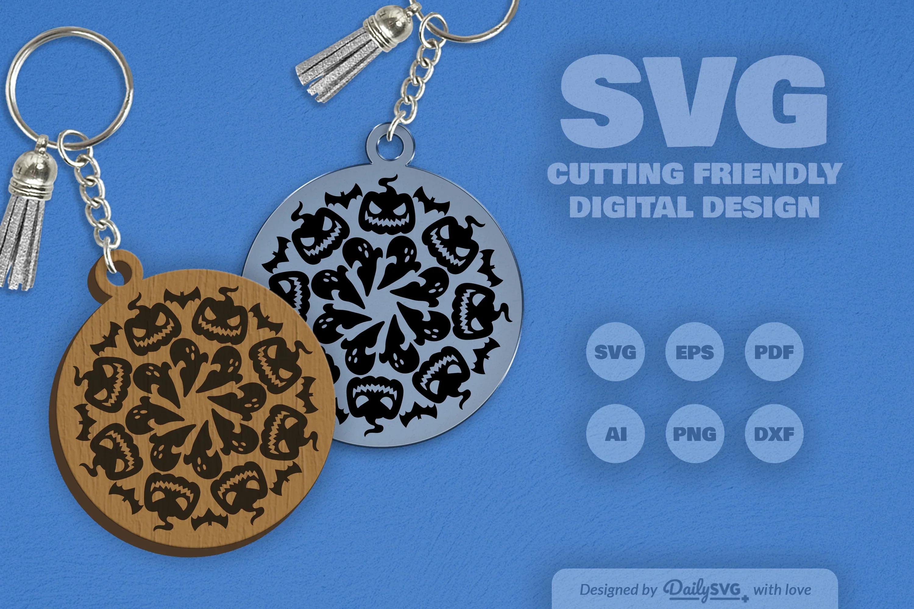 Halloween Mandala Keychain Clipart SVG Bundle - Image 3
