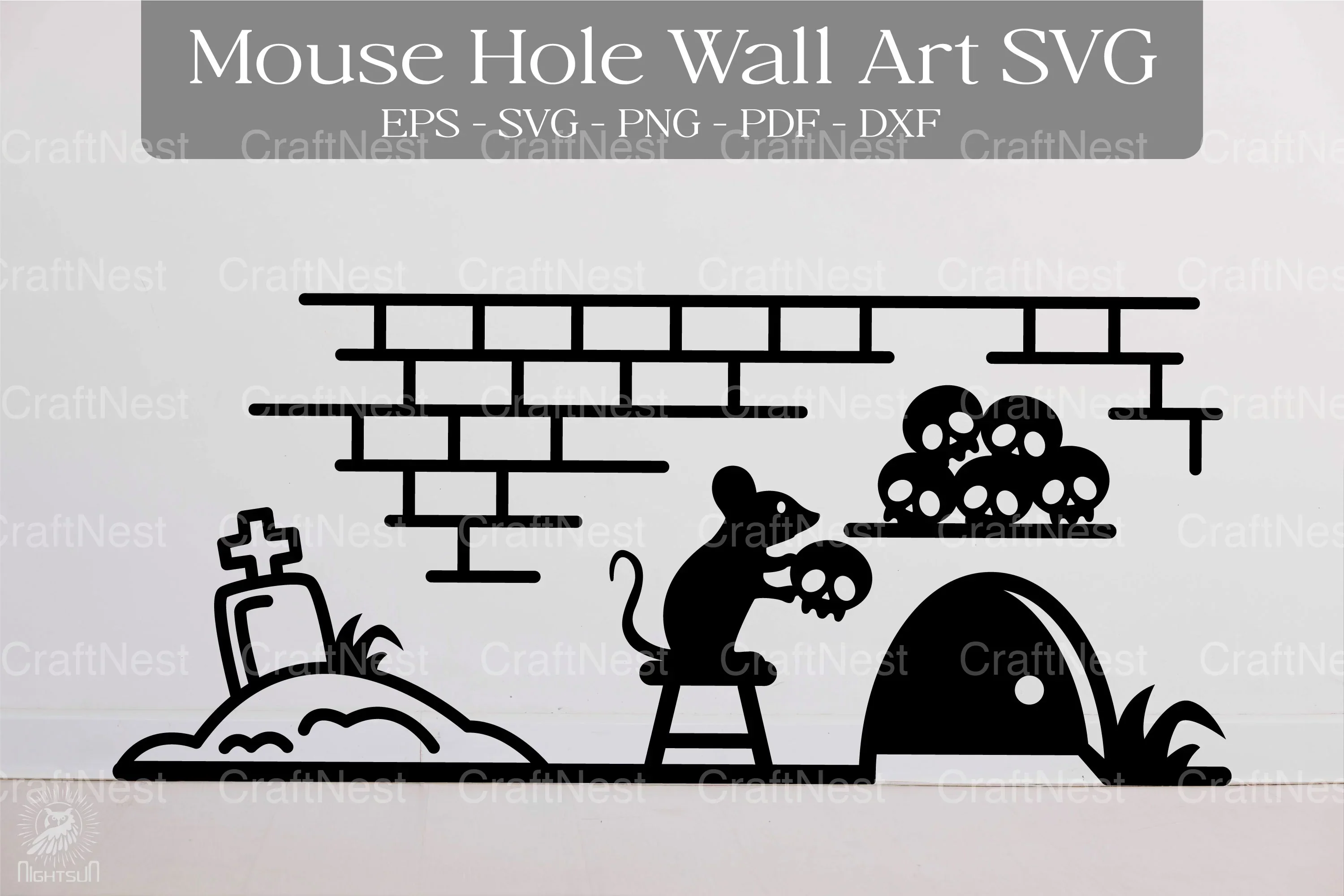 Halloween Mouse Hole Wall Decor Sticker Clipart Bundle