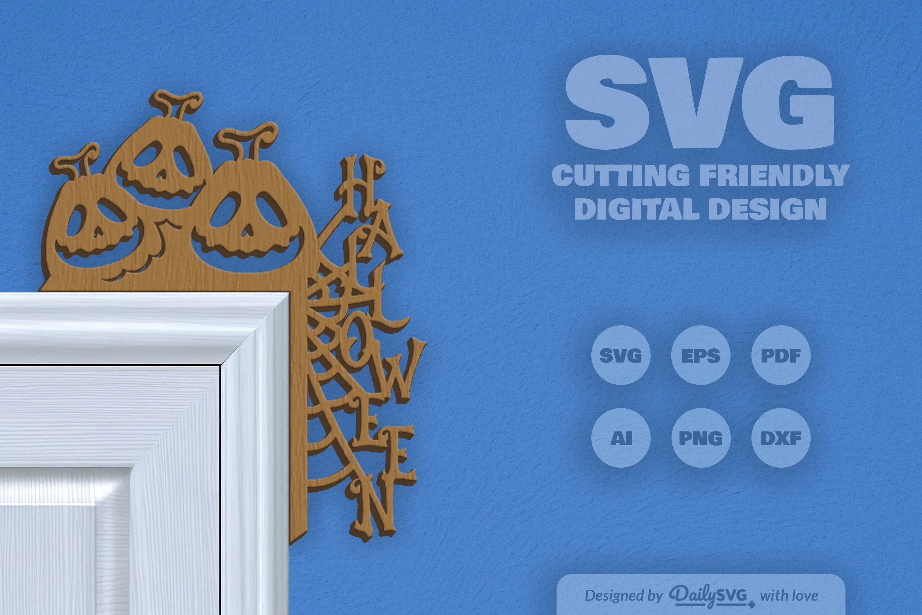 Halloween Pumpkin Door Corner Laser Cut Clipart SVG Bundle - Image 10