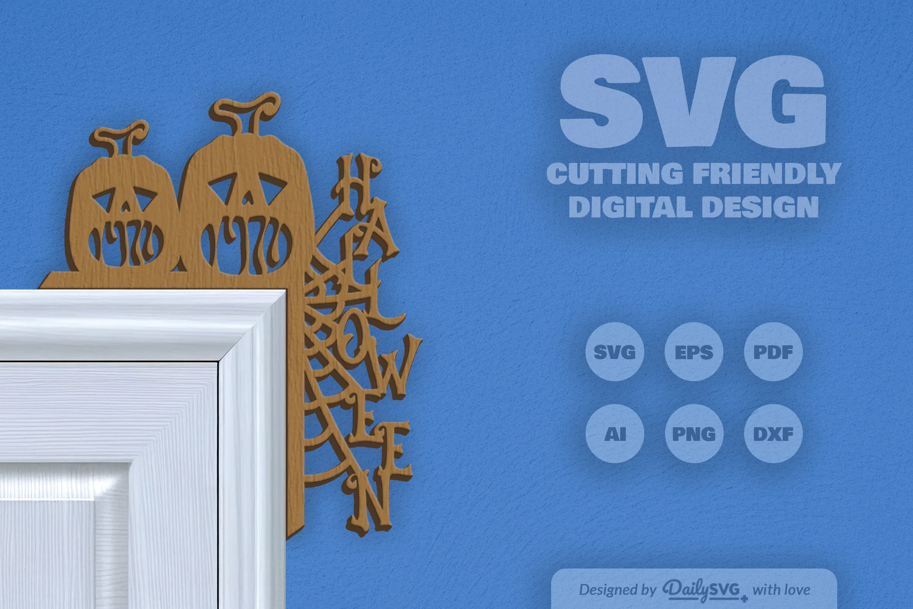 Halloween Pumpkin Door Corner Laser Cut Clipart SVG Bundle - Image 11