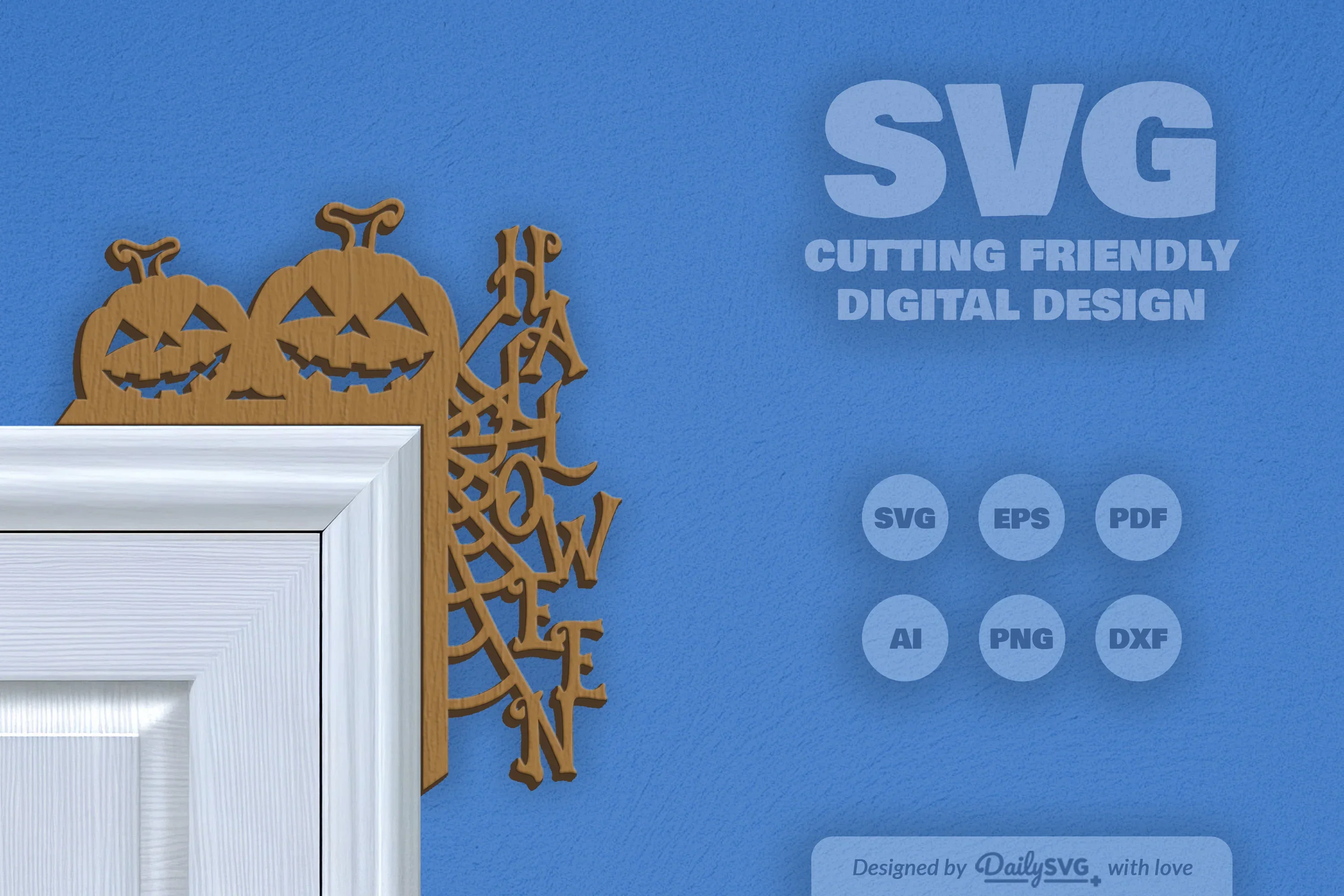 Halloween Pumpkin Door Corner Laser Cut Clipart SVG Bundle - Image 3