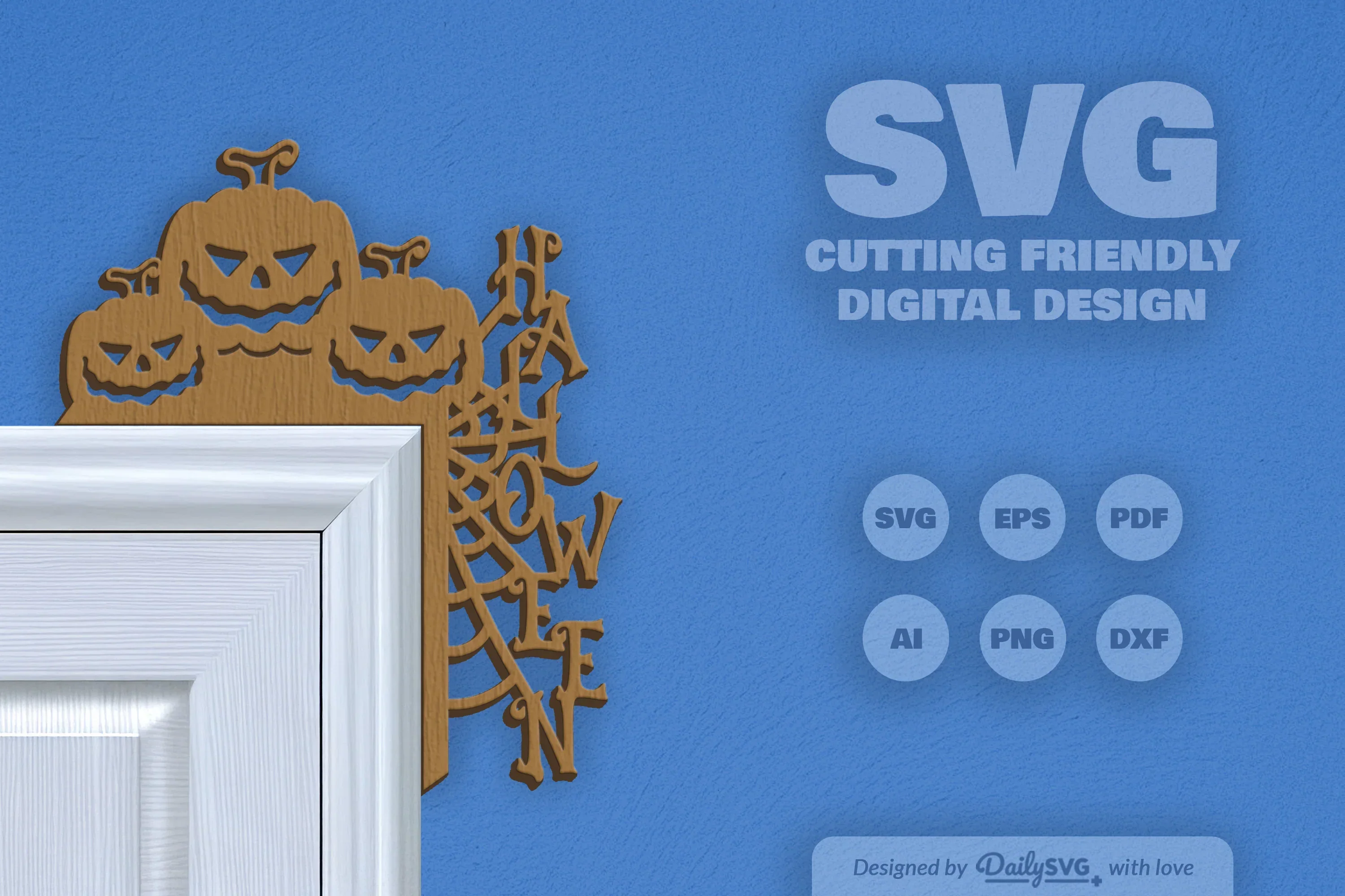Halloween Pumpkin Door Corner Laser Cut Clipart SVG Bundle - Image 4