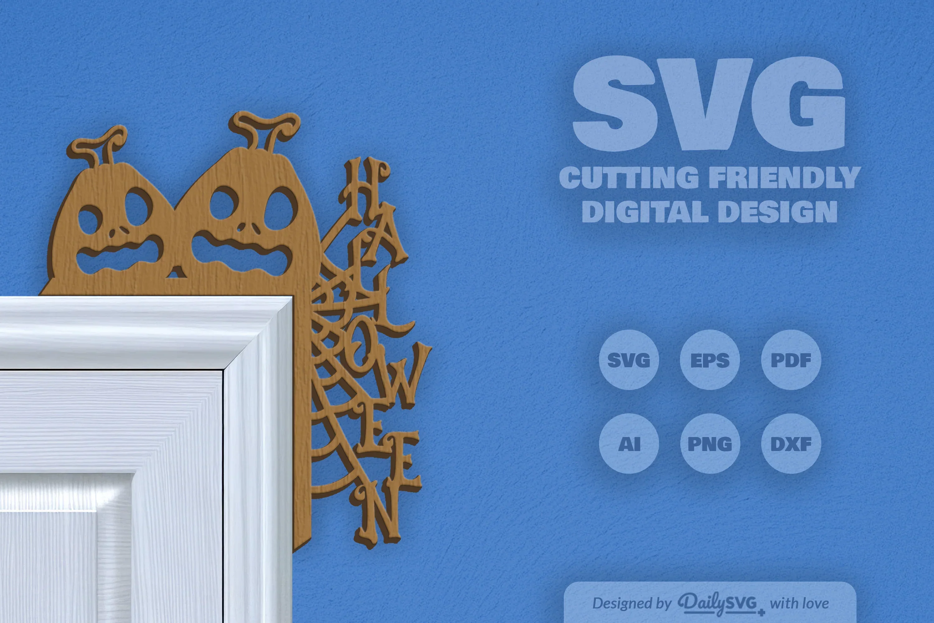 Halloween Pumpkin Door Corner Laser Cut Clipart SVG Bundle - Image 6