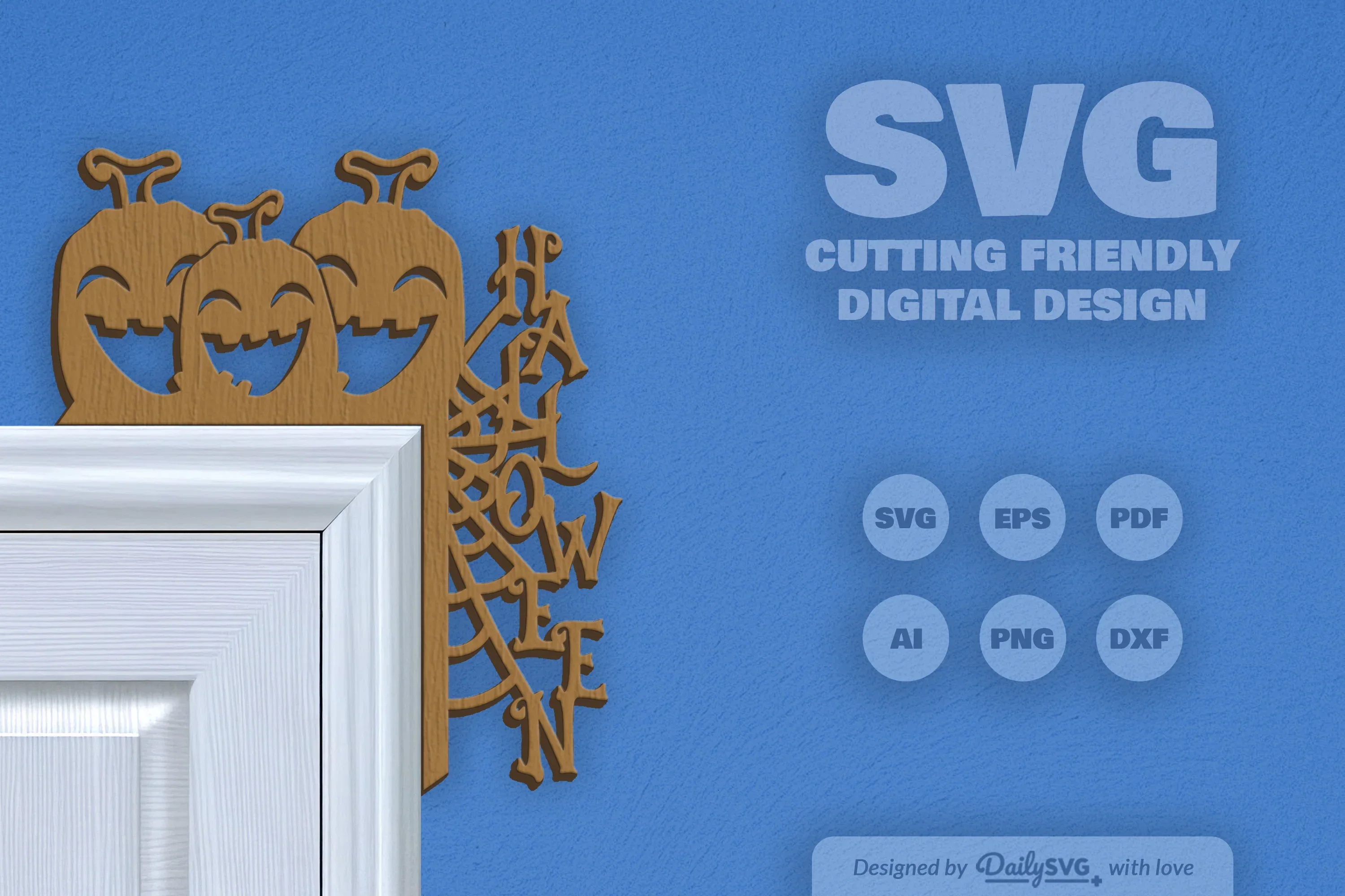 Halloween Pumpkin Door Corner Laser Cut Clipart SVG Bundle - Image 7