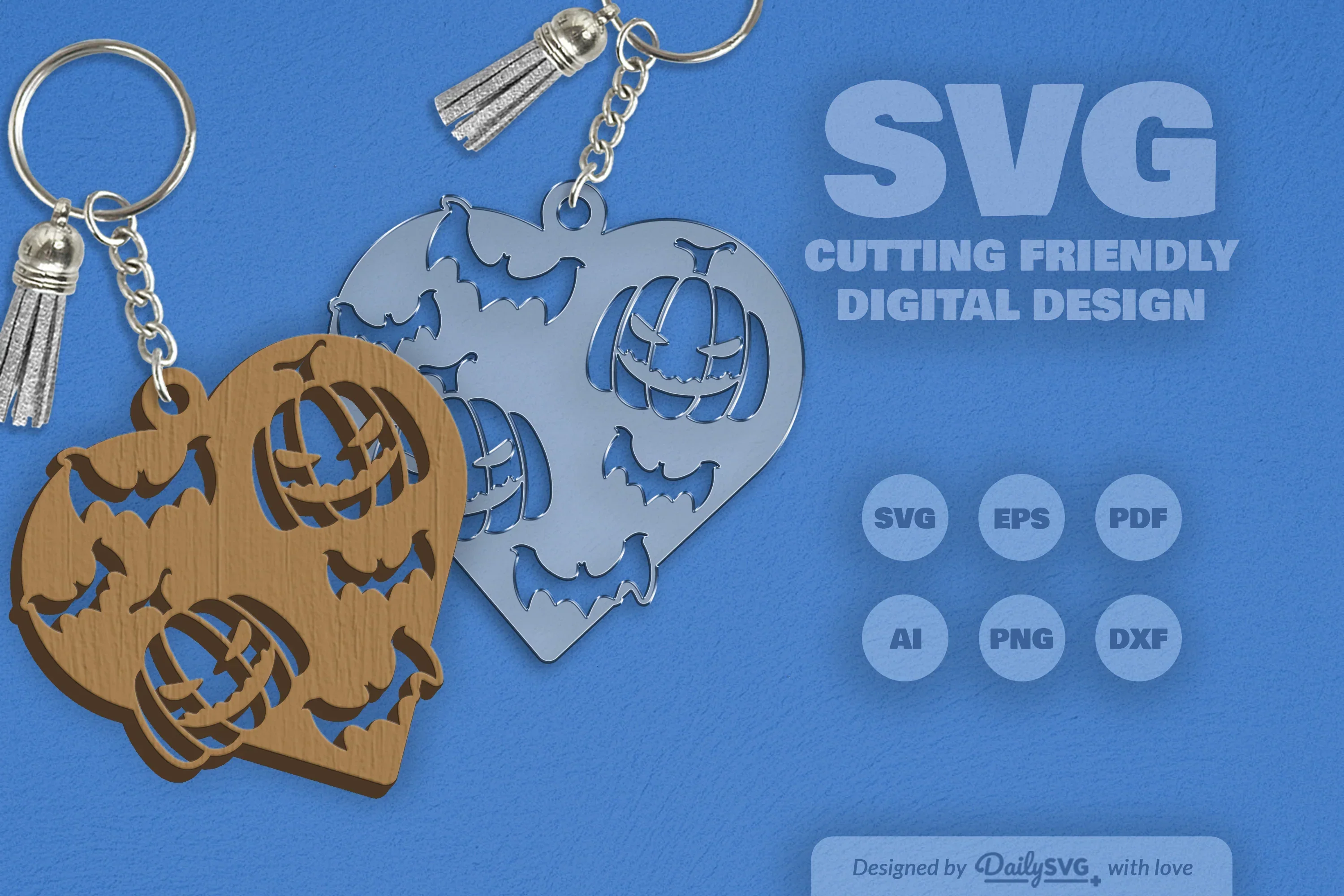 Halloween Pumpkin Heart Keychain Clipart SVG Bundle - Image 9