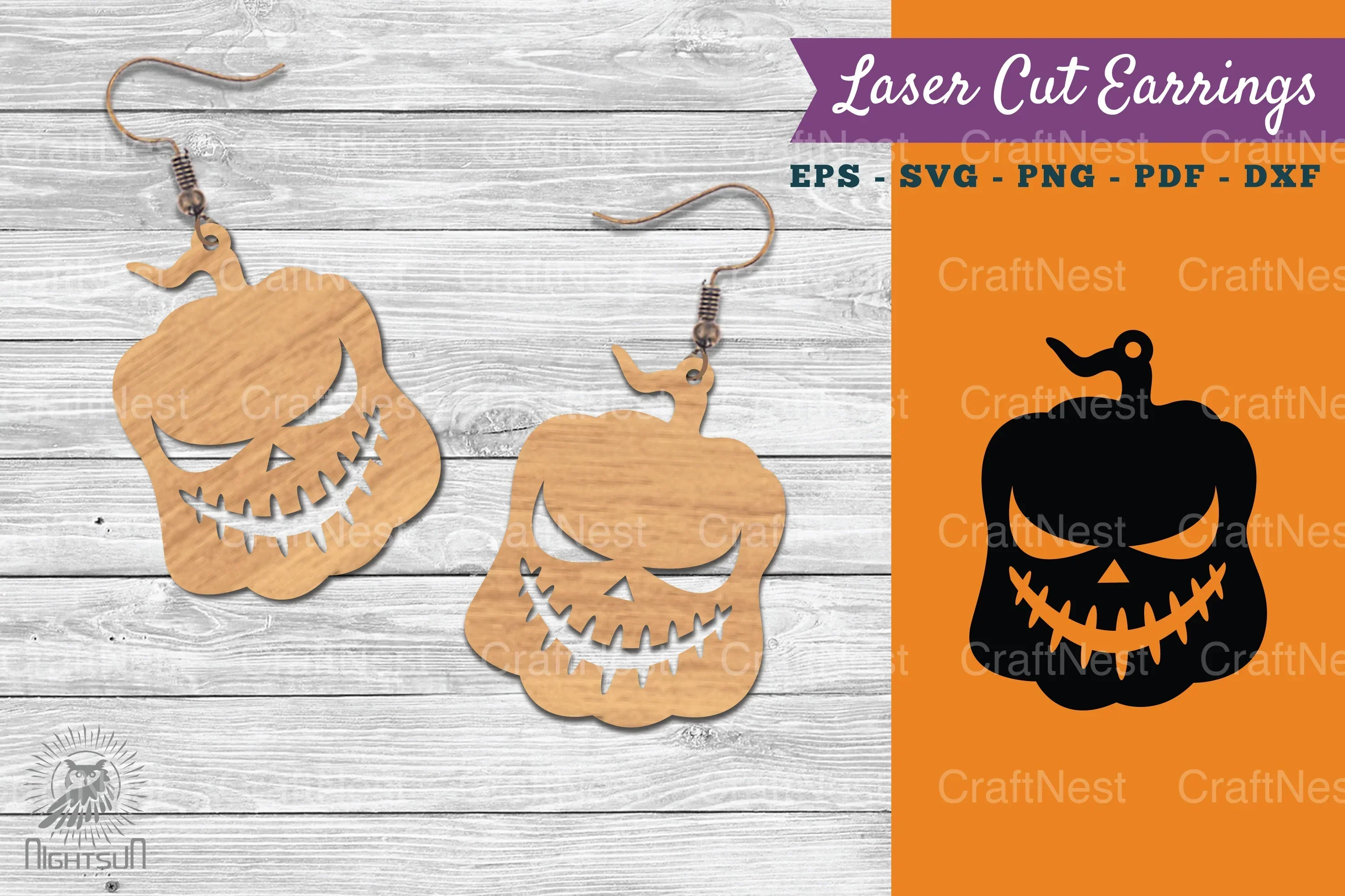 Halloween Pumpkin Laser Cut Earring SVG Bundle