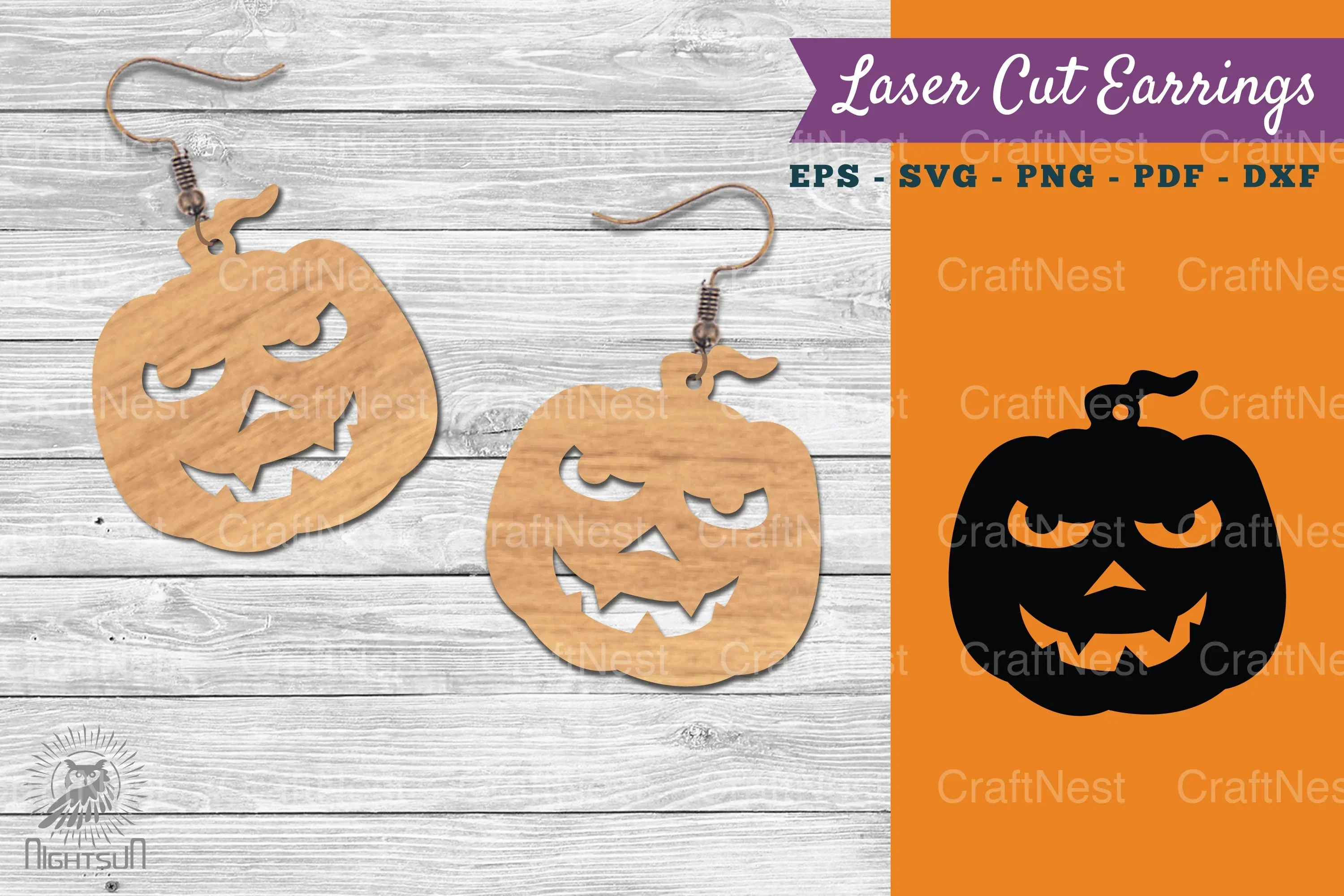 Halloween Pumpkin Laser Cut Earring SVG Bundle