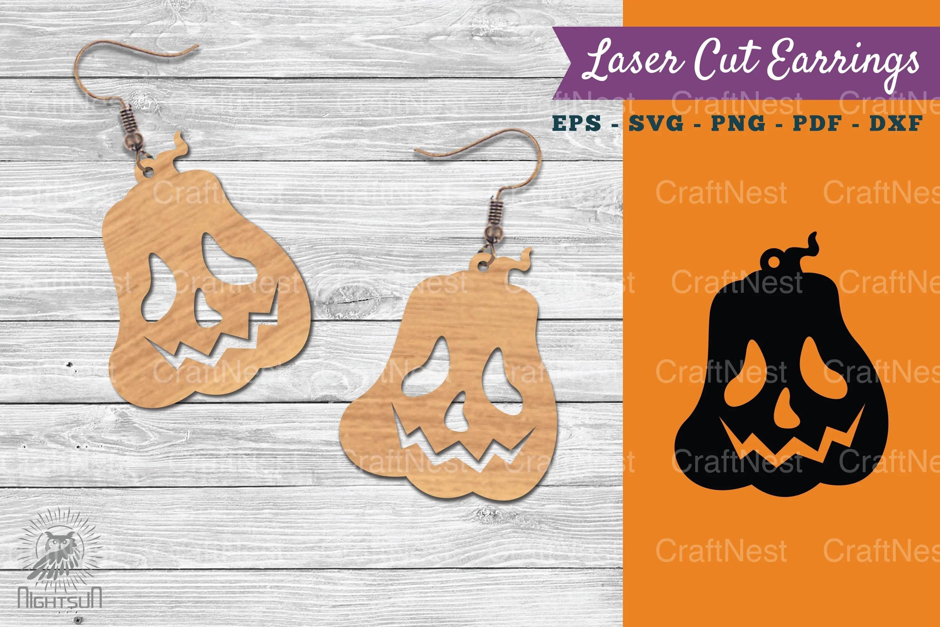 Halloween Pumpkin Laser Cut Earring SVG Bundle