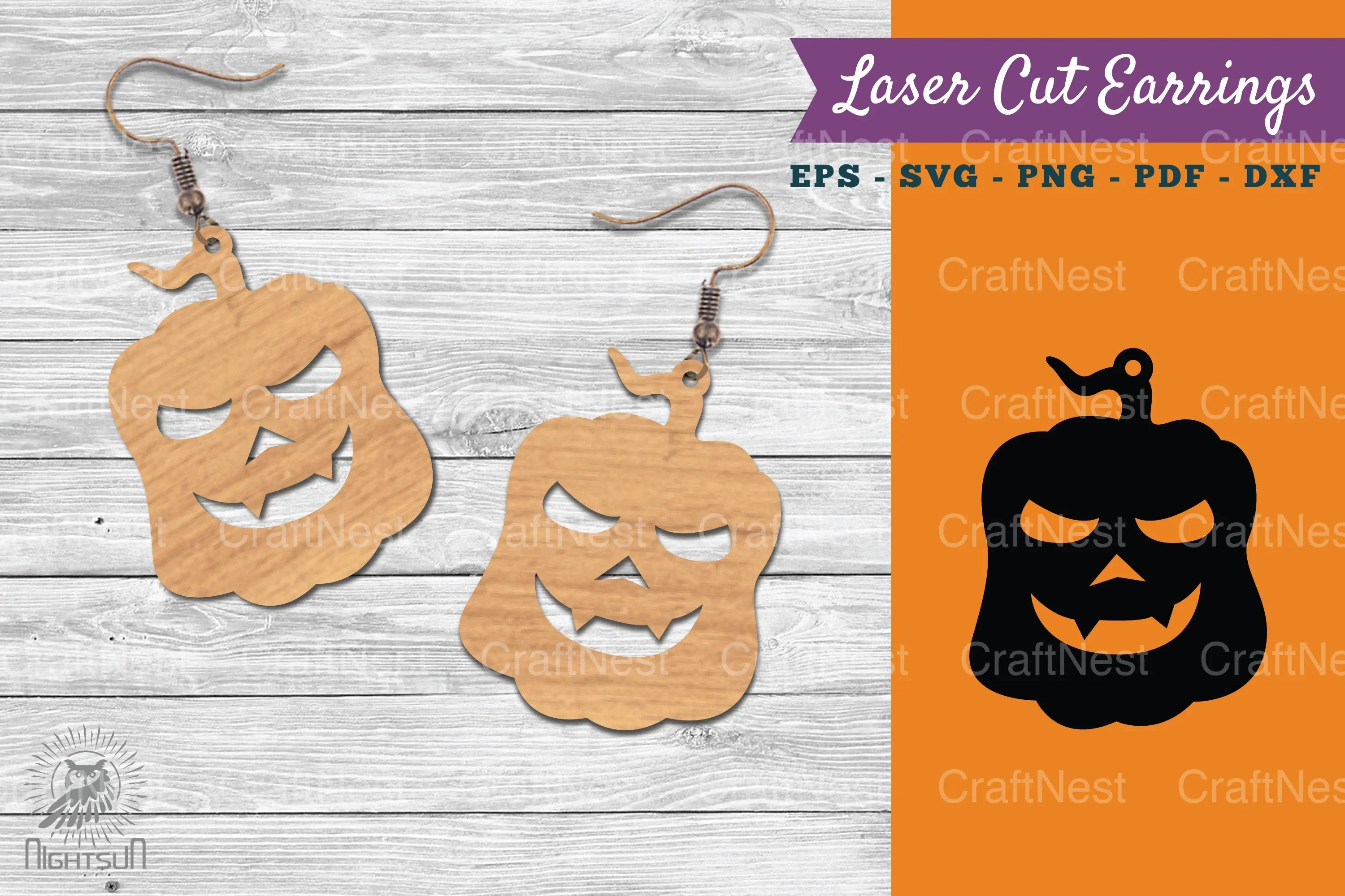 Halloween Pumpkin Laser Cut Earring SVG Bundle