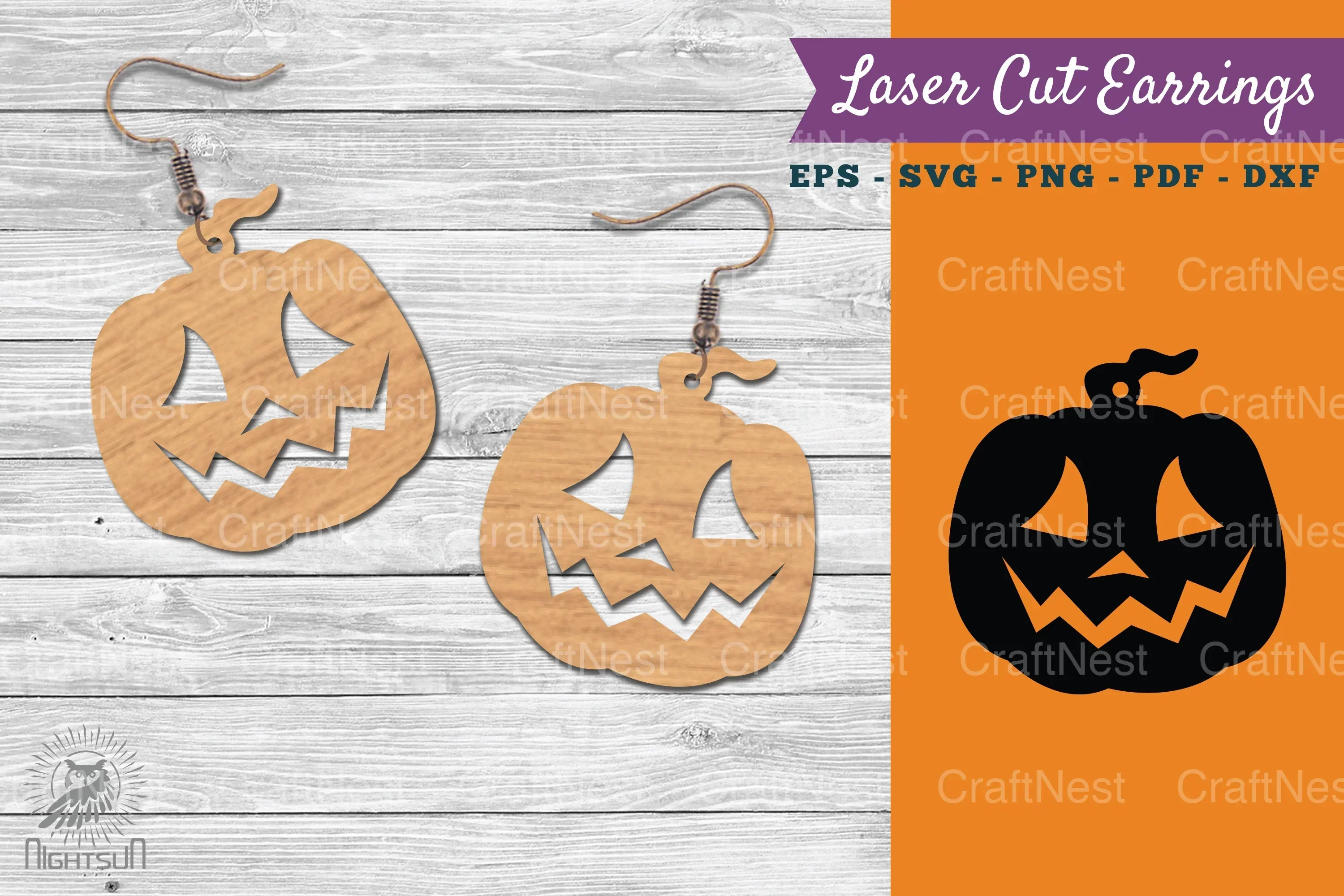 Halloween Pumpkin Laser Cut Earring SVG Bundle