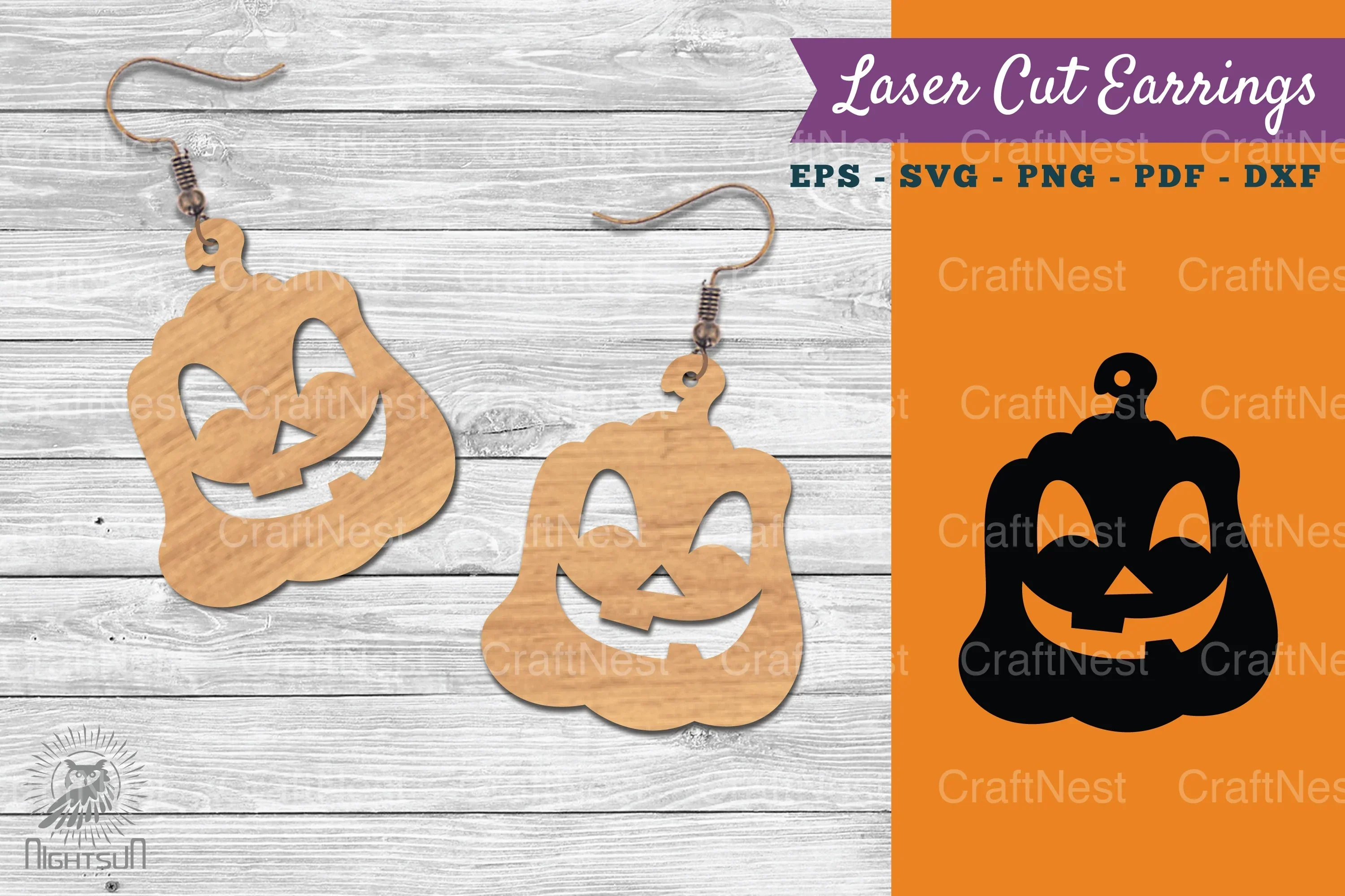 Halloween Pumpkin Laser Cut Earring SVG Bundle