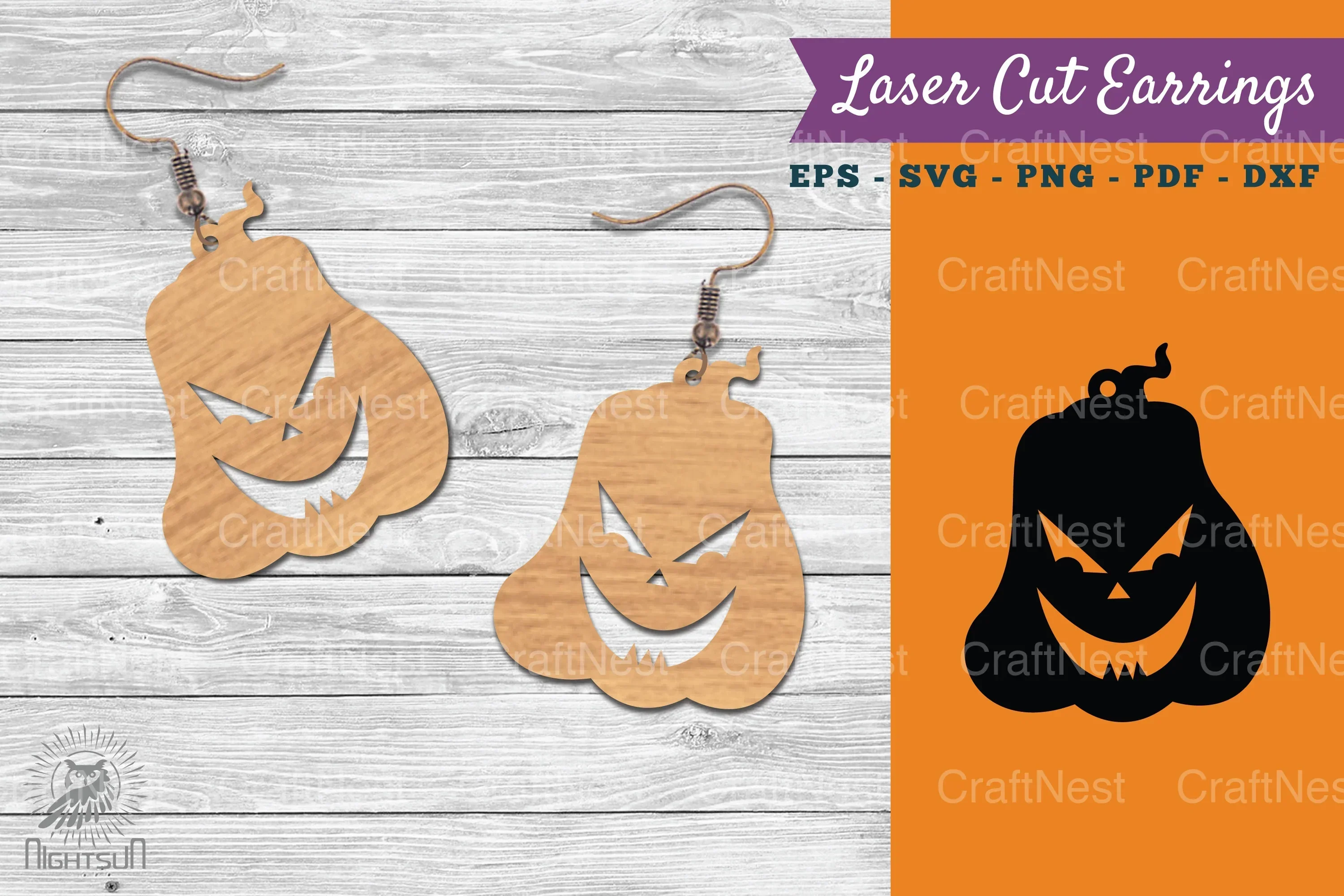 Halloween Pumpkin Laser Cut Earring SVG Bundle