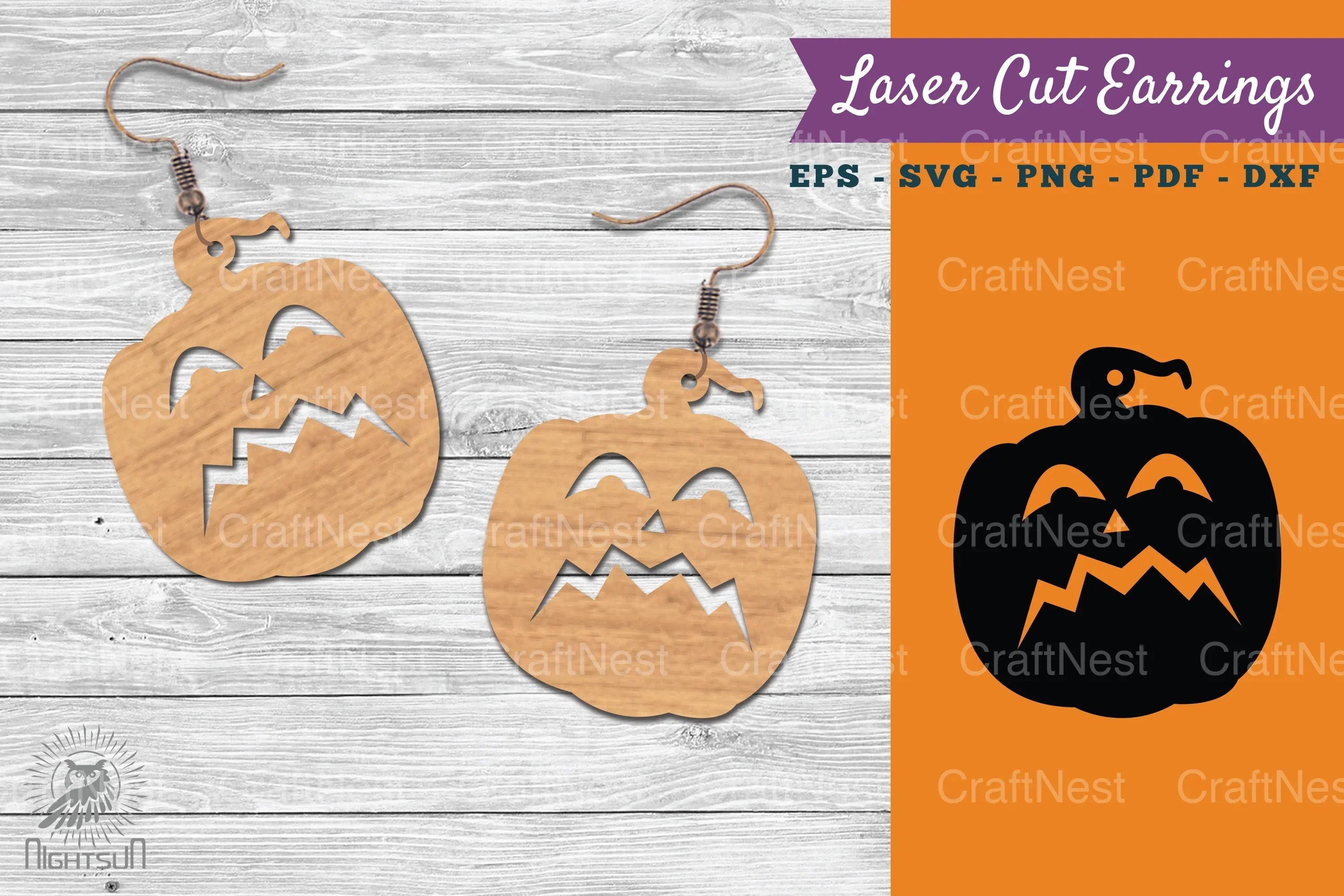 Halloween Pumpkin Laser Cut Earring SVG Bundle