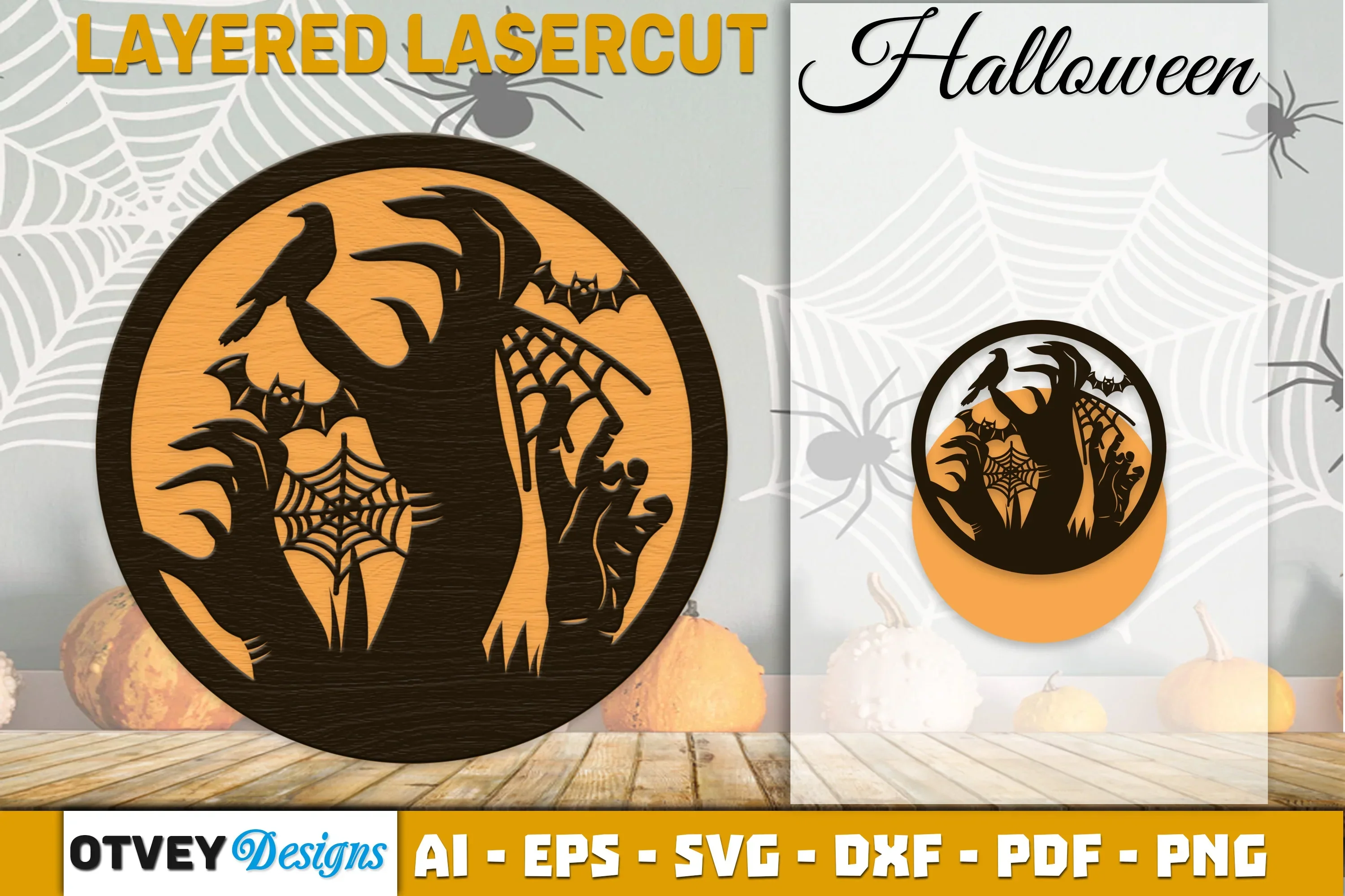 Halloween Round Layered Lasercut SVG Bundle