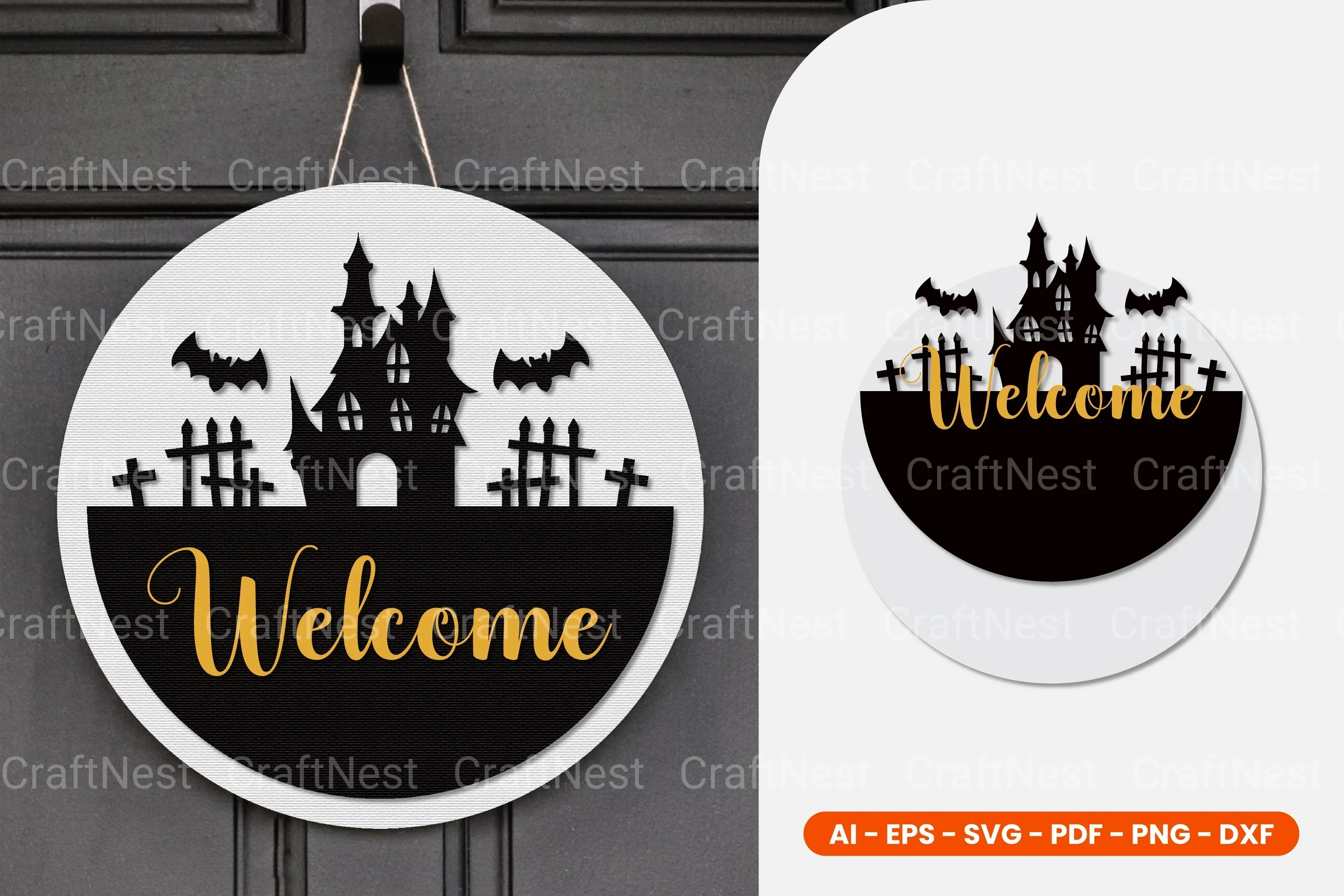 Halloween Round Sign Lasercut SVG Bundle