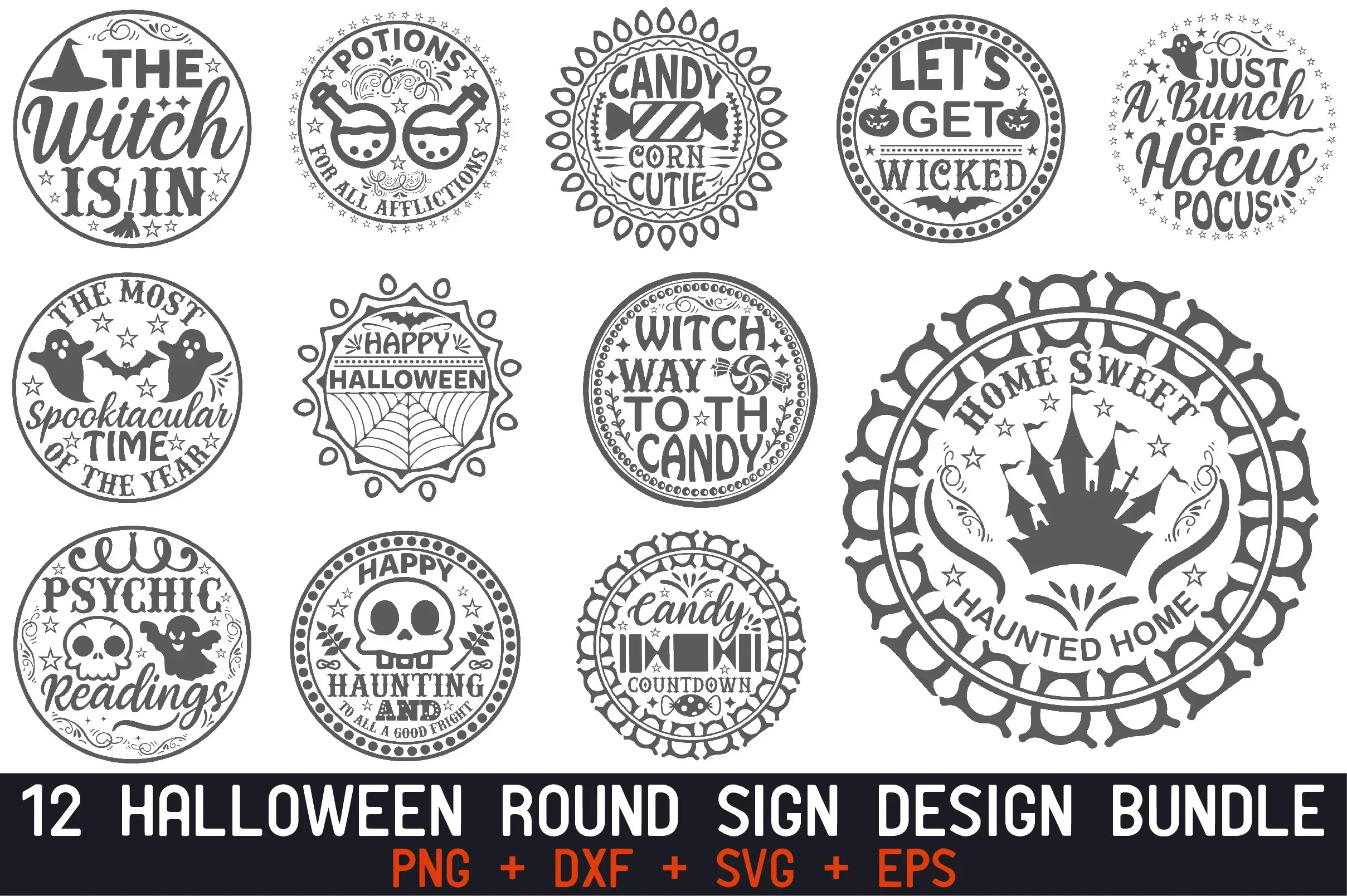 Halloween Round Sign SVG Bundle