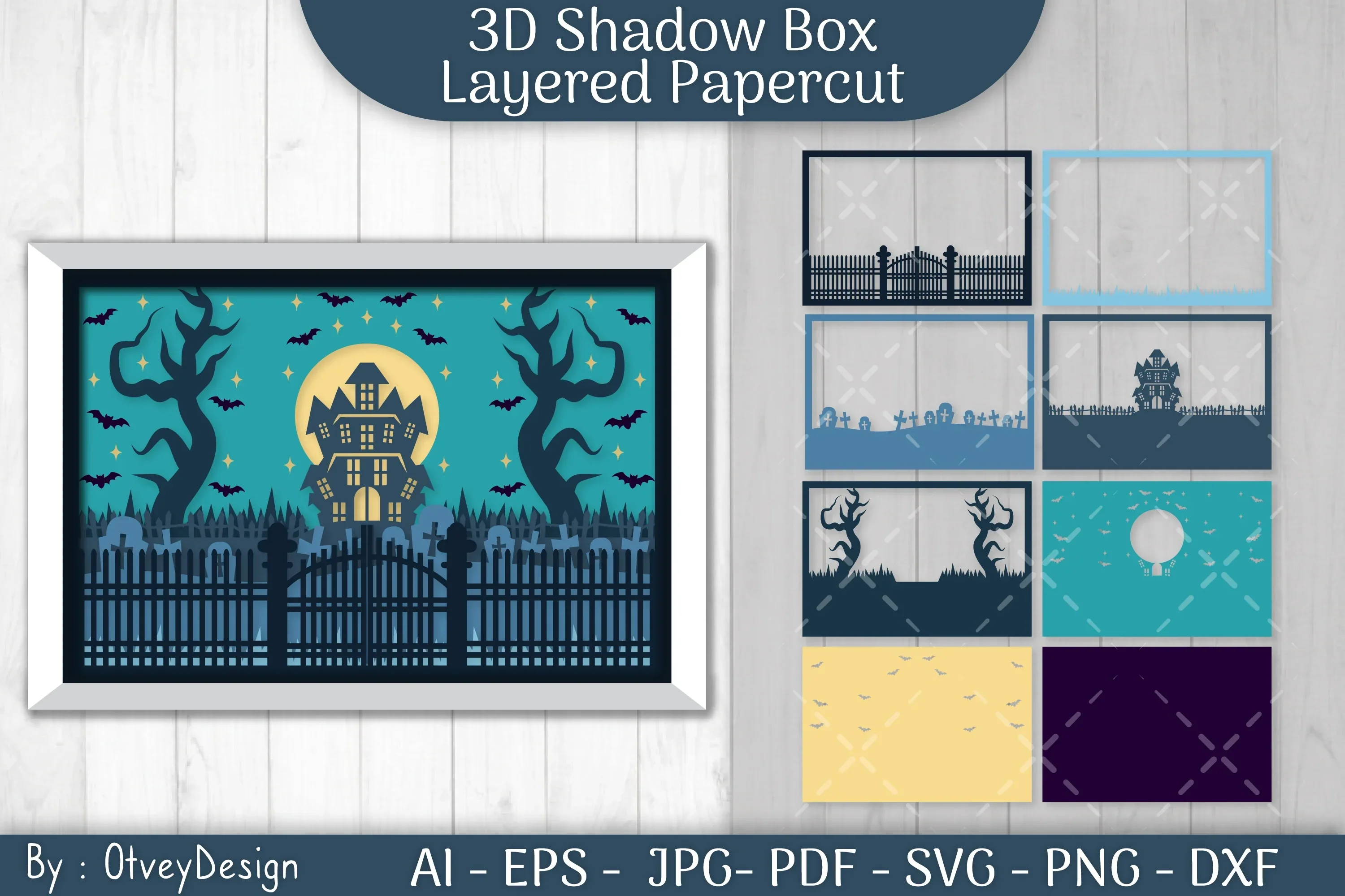 Halloween Scene 3D ShadowBox Layered Papercut SVG Bundle - Image 2