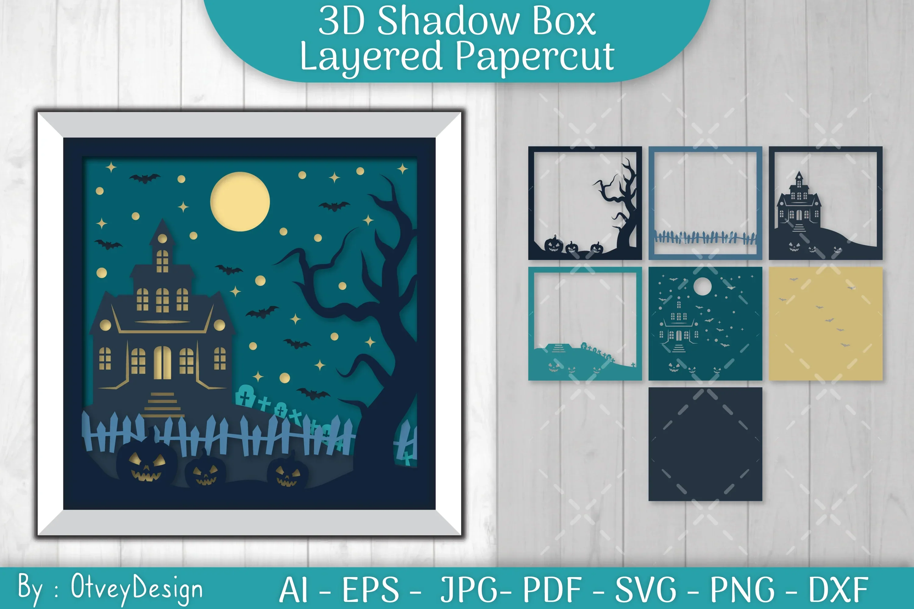 Halloween Scene 3D ShadowBox Layered Papercut SVG Bundle - Image 2