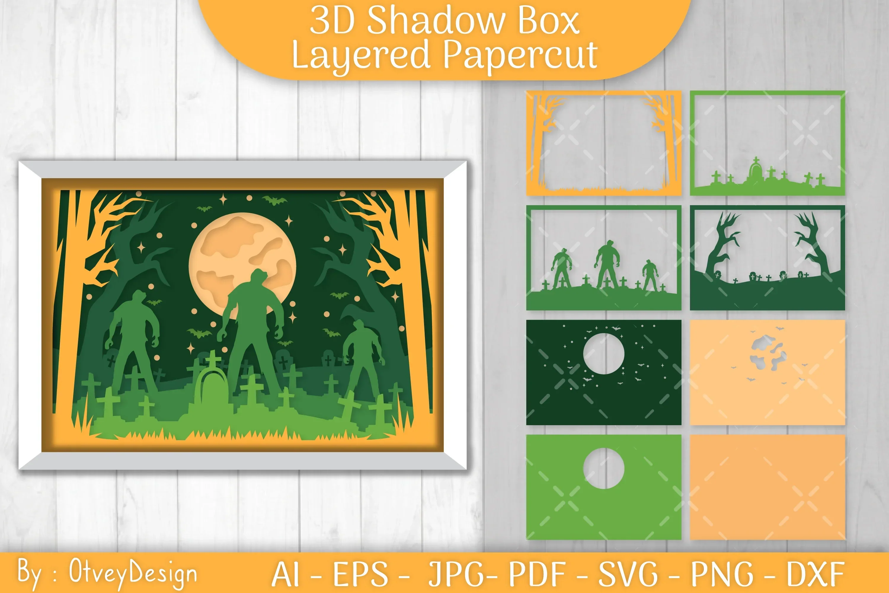 Halloween Scene 3D ShadowBox Layered Papercut SVG Bundle - Image 2