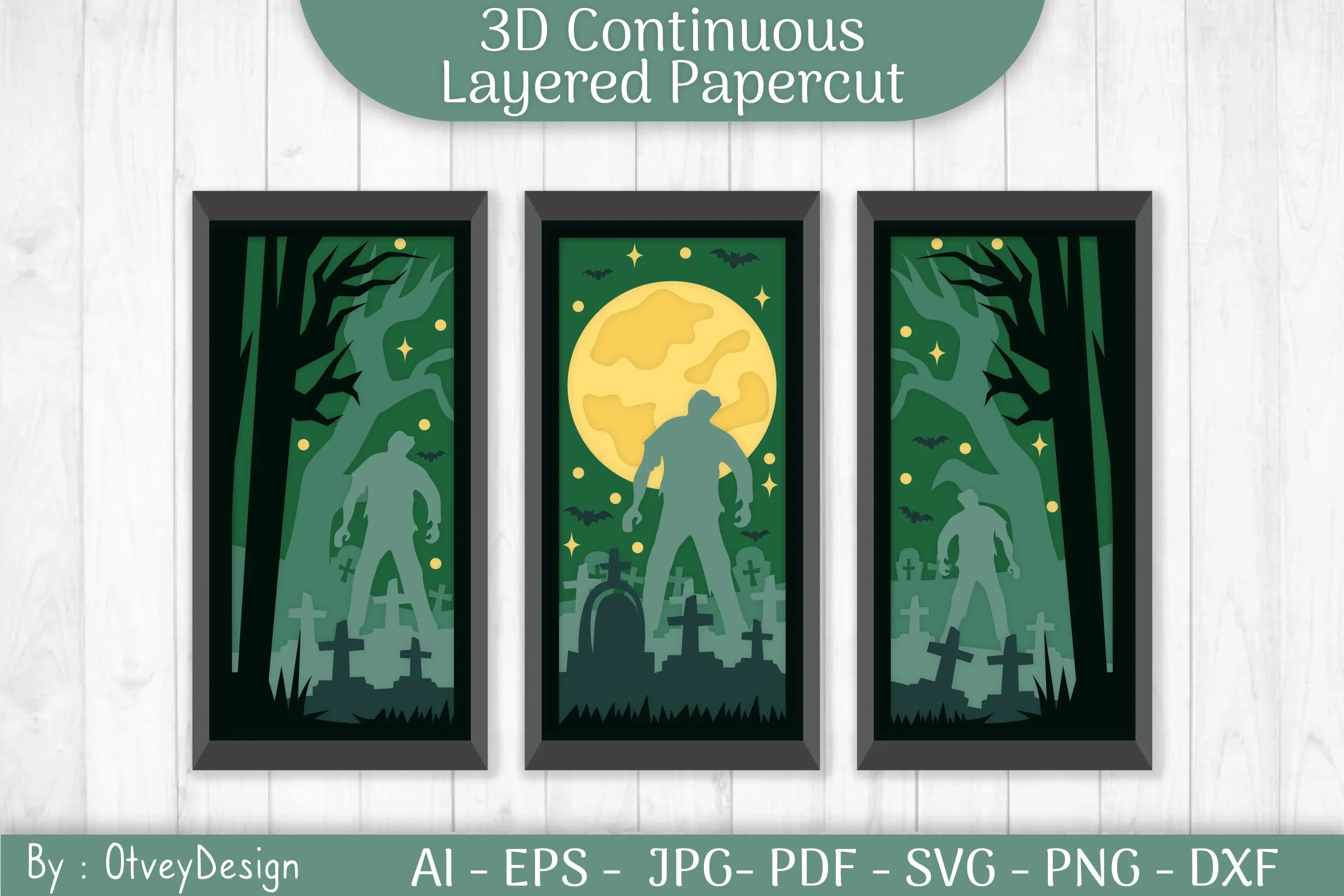 Halloween Scene Continuous Layered Papercut SVG Bundle - Image 2