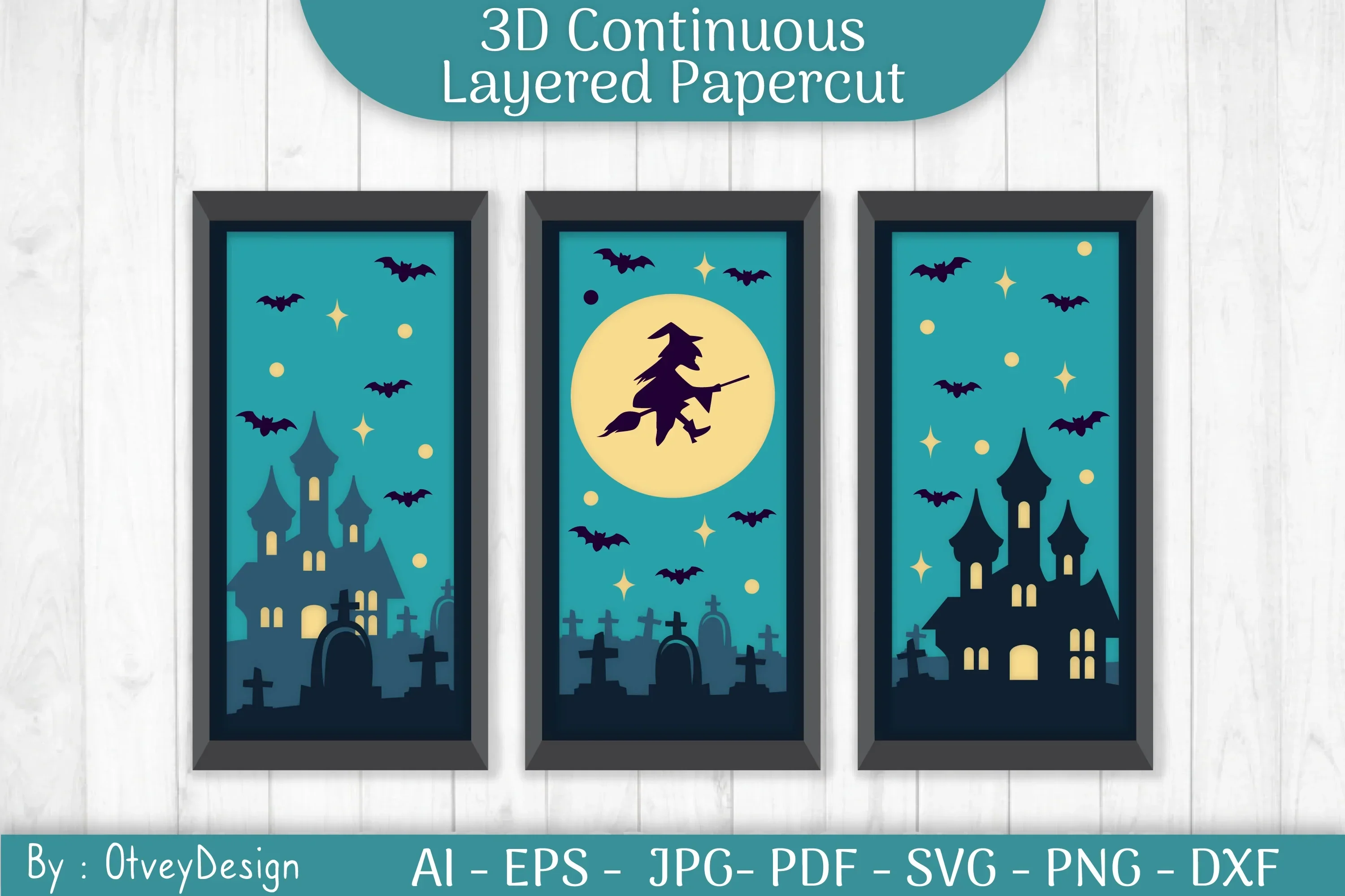 Halloween Scene Continuous Layered Papercut SVG Bundle - Image 2