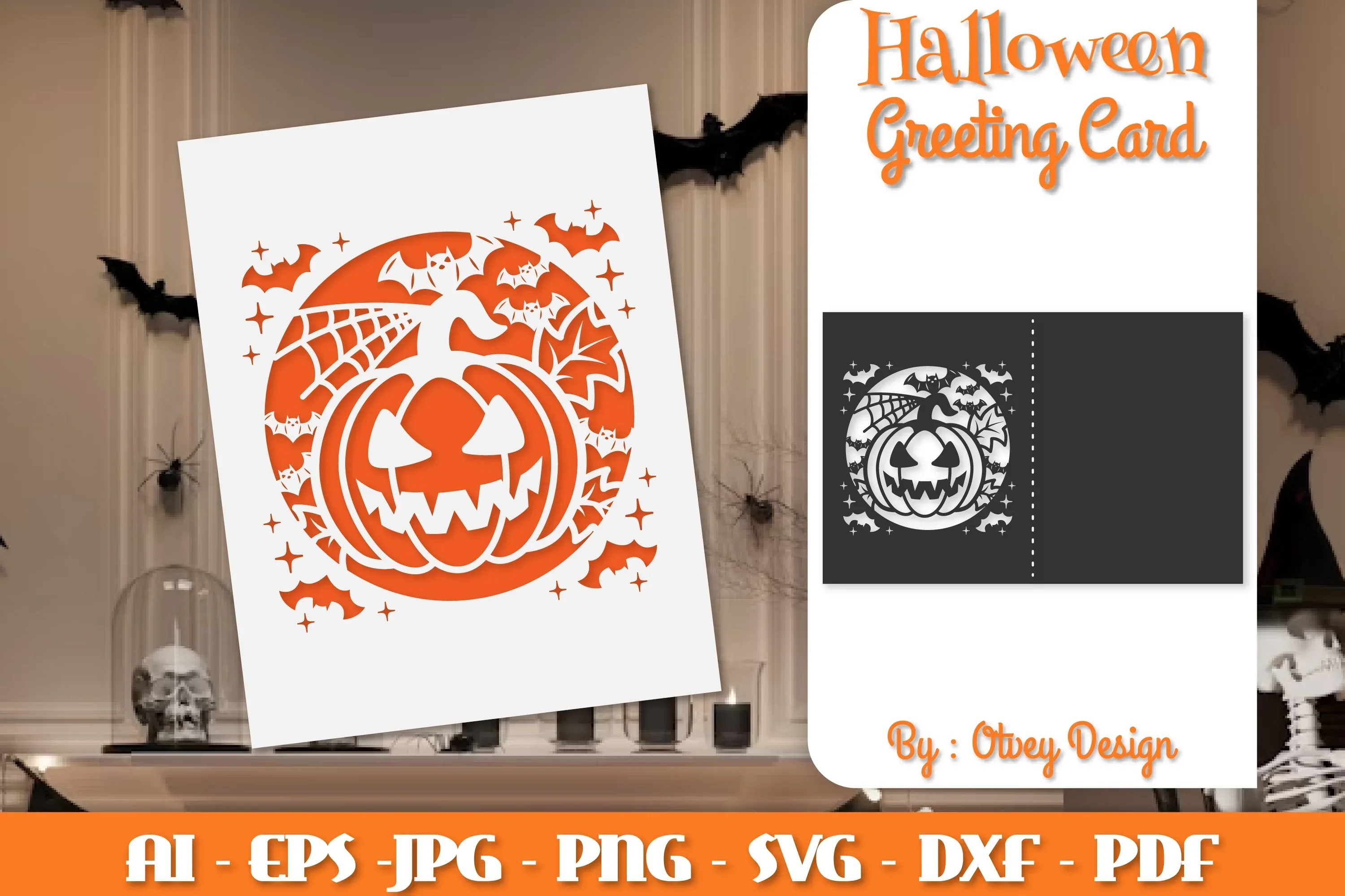 Halloween Scene Greeting Card SVG Bundle