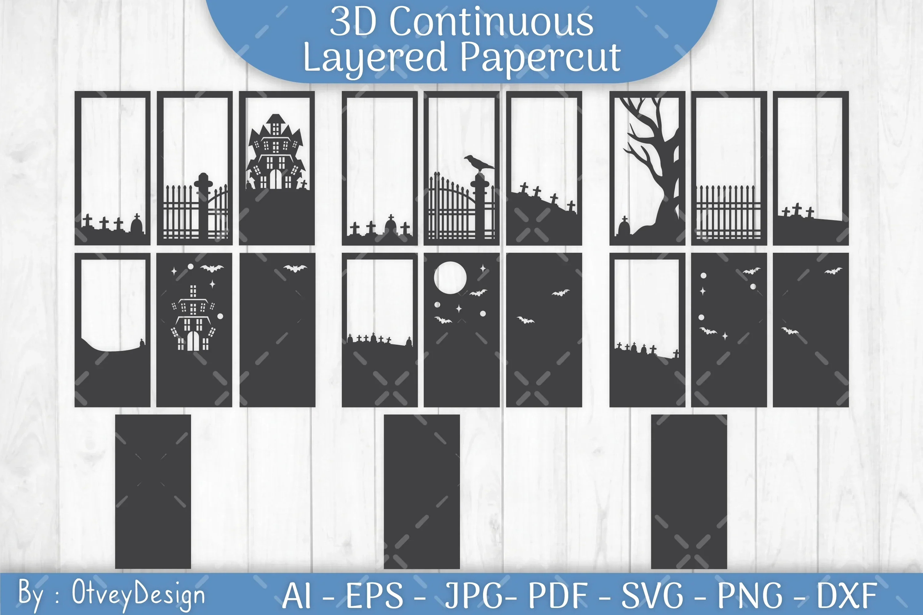 Halloween Scene Layered Papercut SVG Bundle - Image 2
