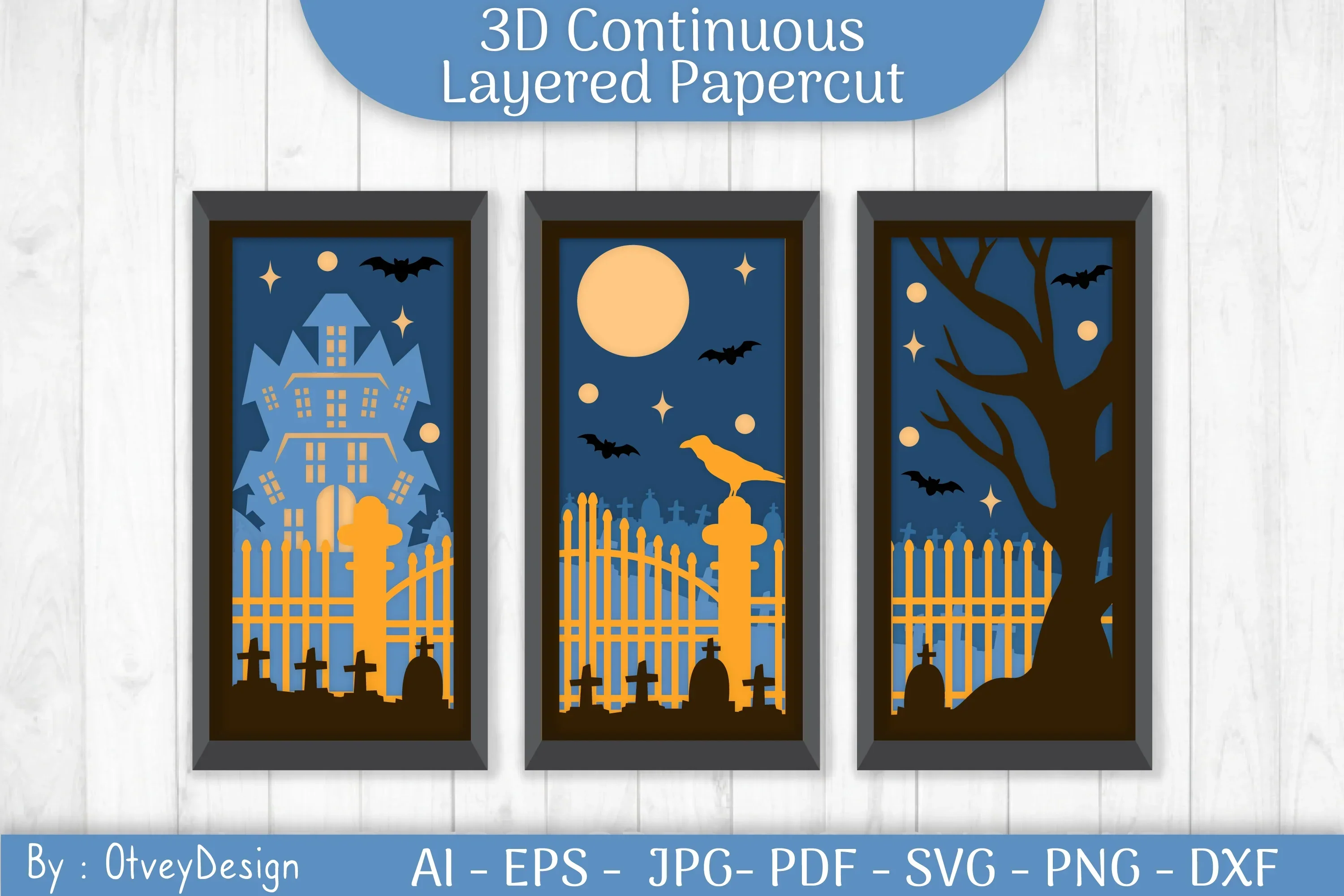 Halloween Scene Layered Papercut SVG Bundle - Image 3