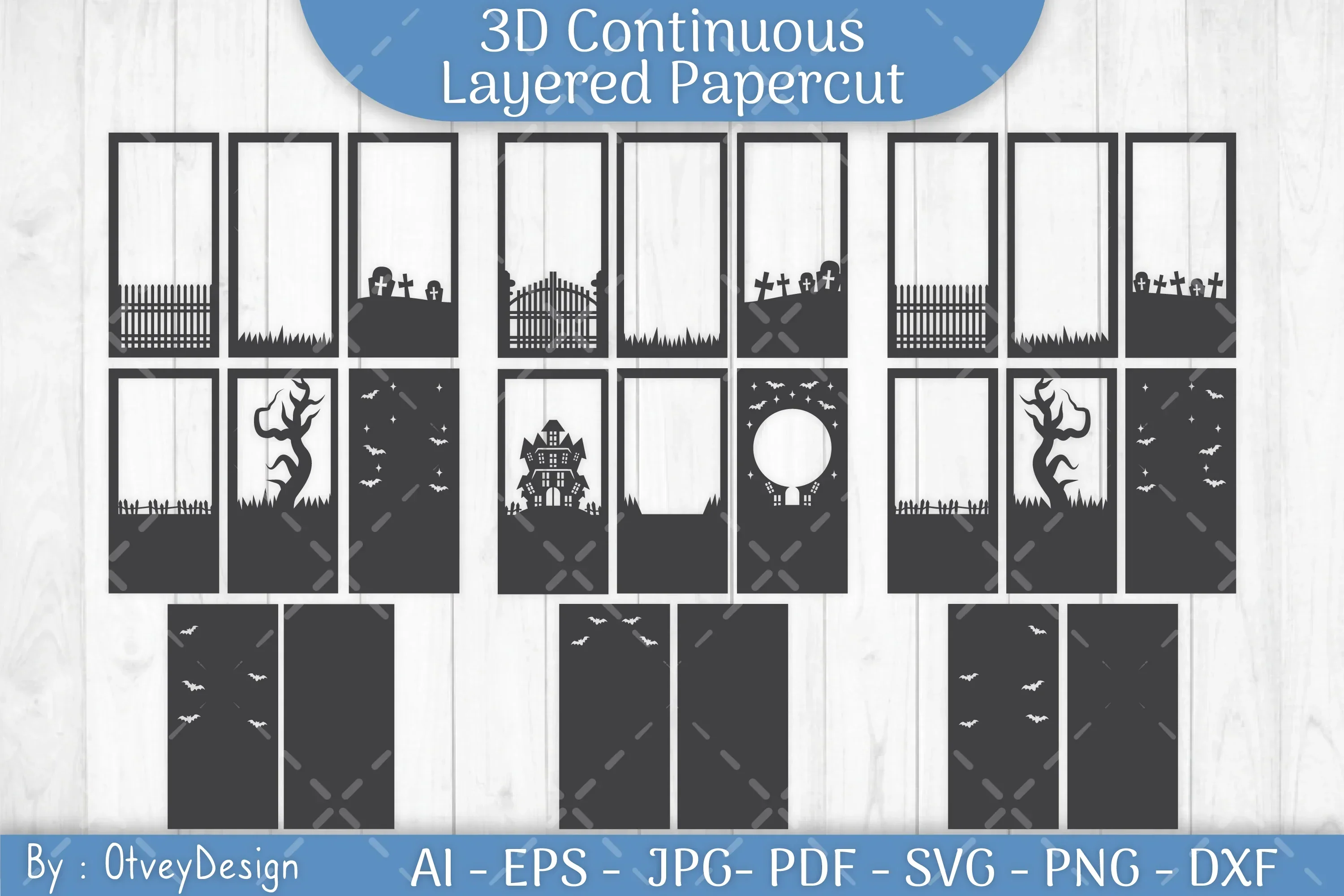 Halloween Scene Layered Papercut SVG Bundle - Image 2
