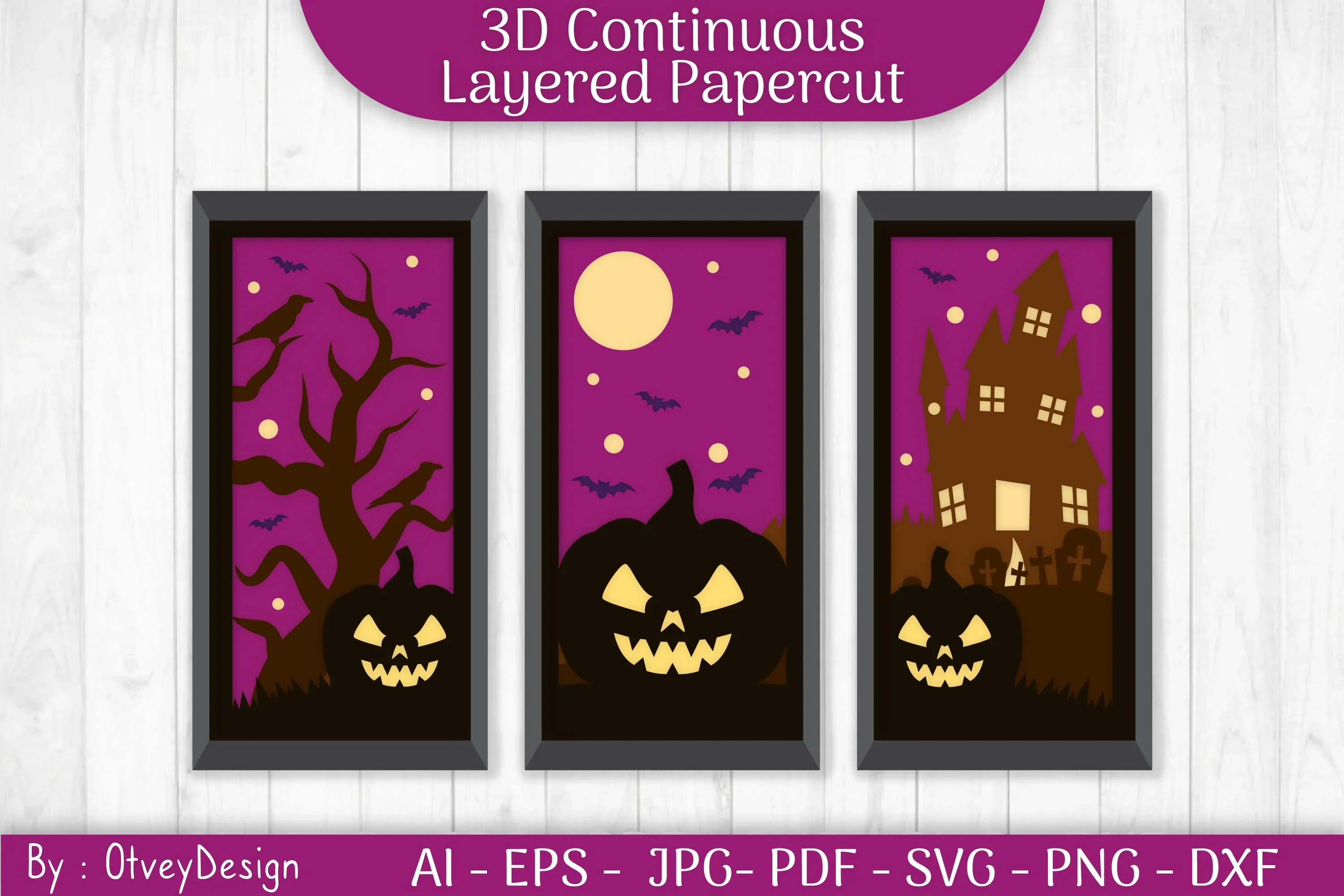 Halloween Scene Layered Papercut SVG Bundle - Image 3