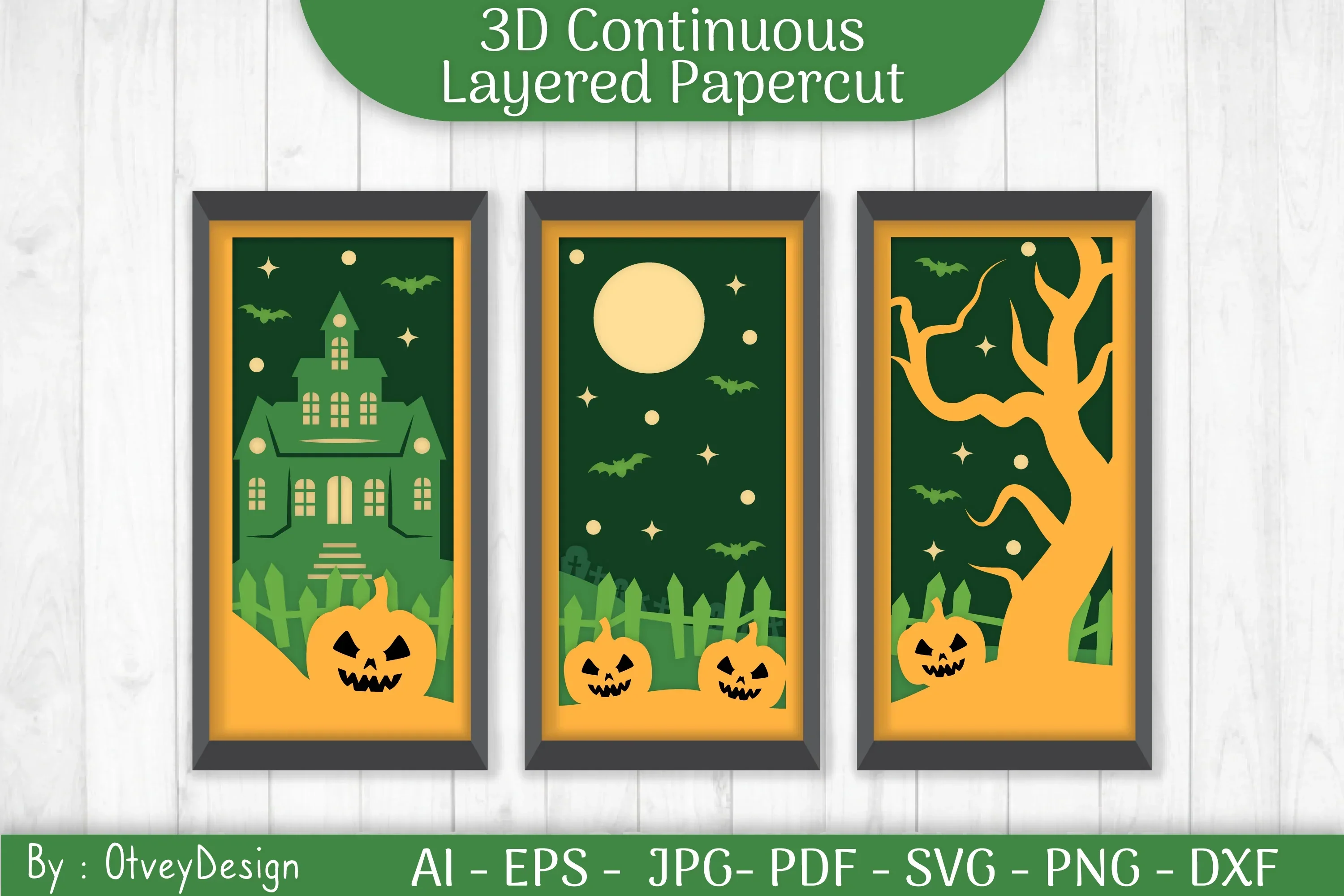 Halloween Scene Layered Papercut SVG Bundle - Image 2