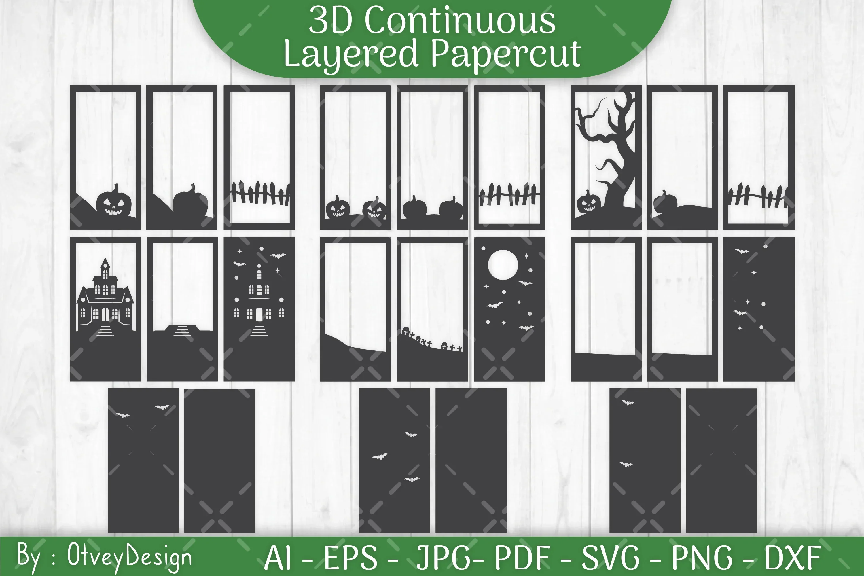 Halloween Scene Layered Papercut SVG Bundle - Image 3