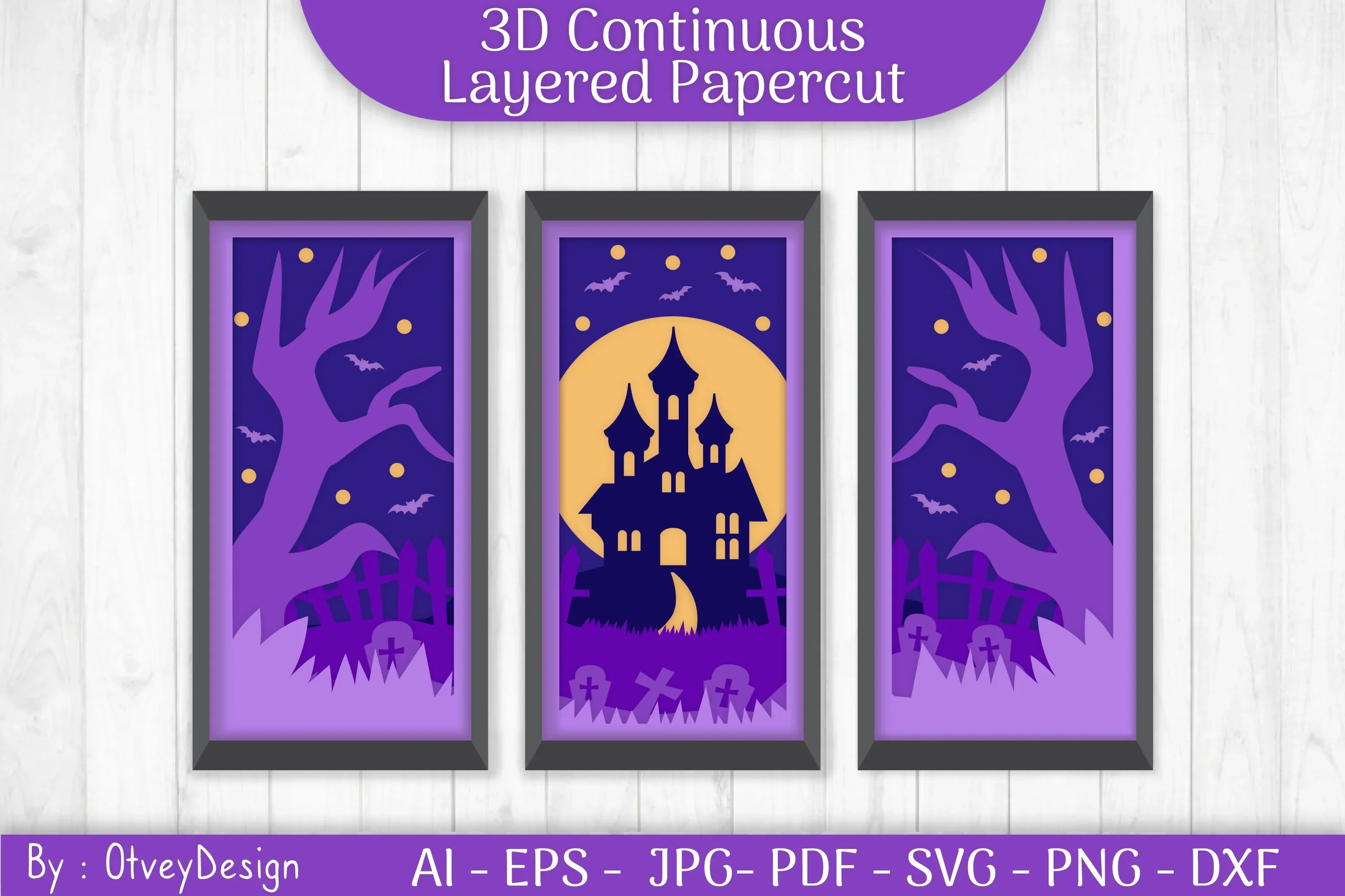 Halloween Scene Layered Papercut SVG Bundle - Image 3