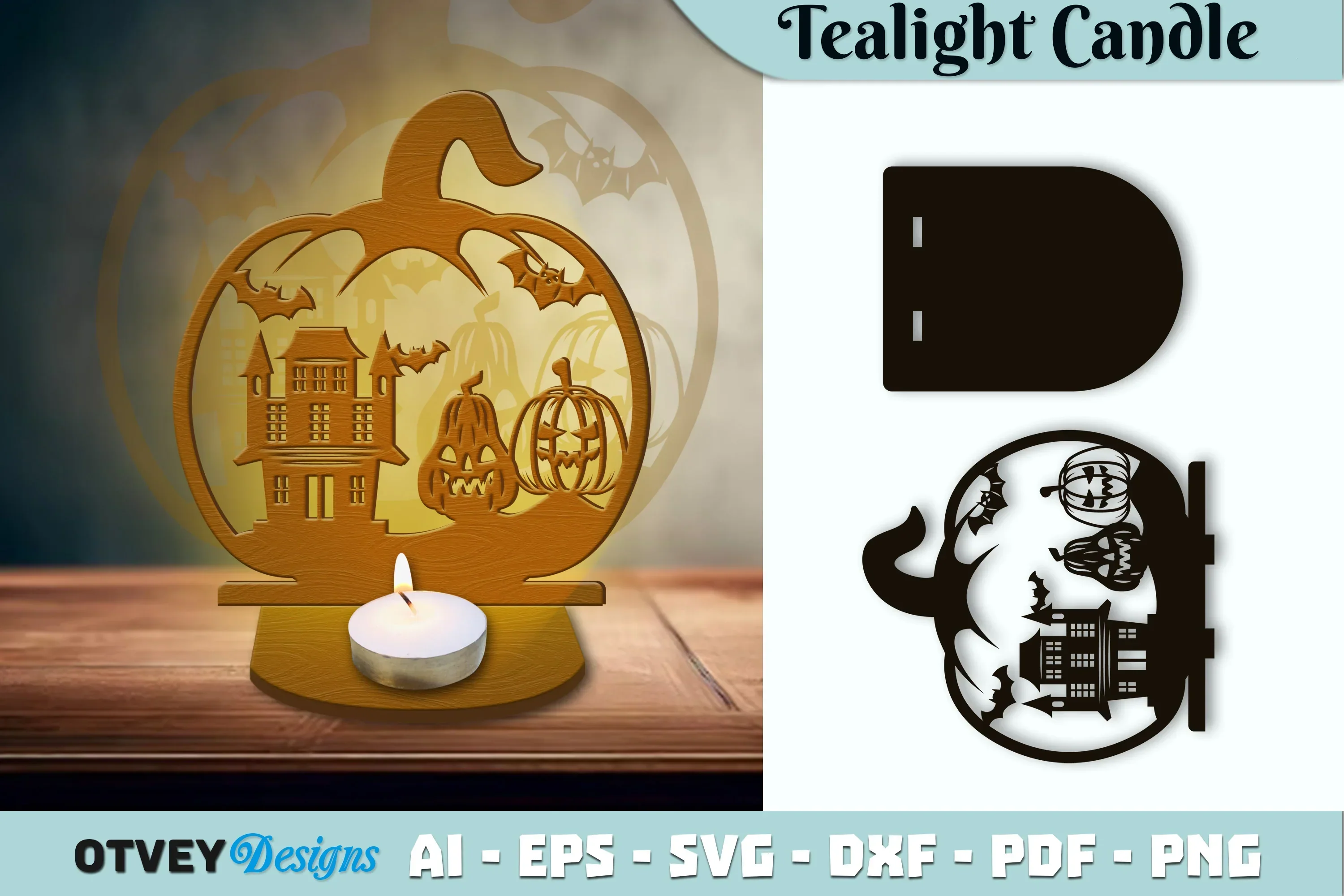 Halloween Tealight Candle Holder SVG Bundle