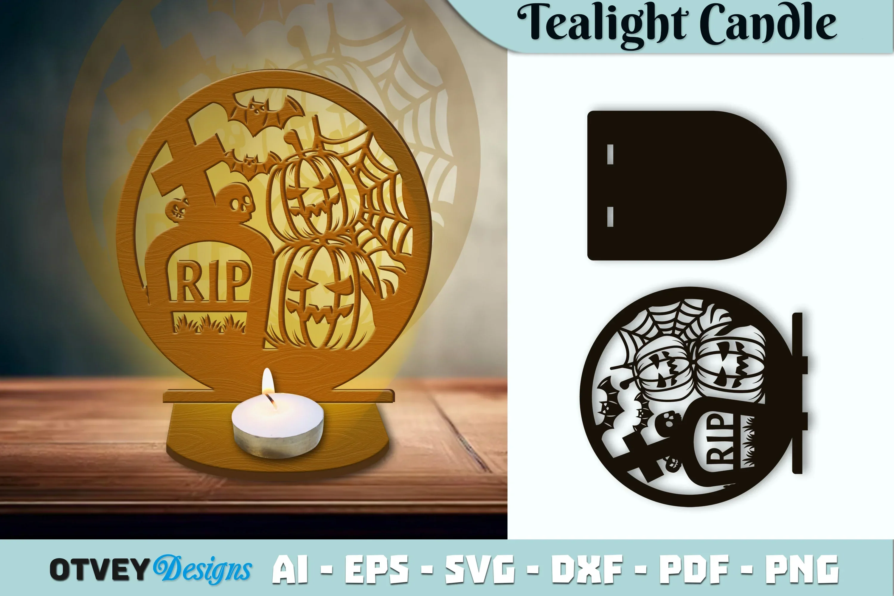 Halloween Tealight Candle Holder SVG Bundle
