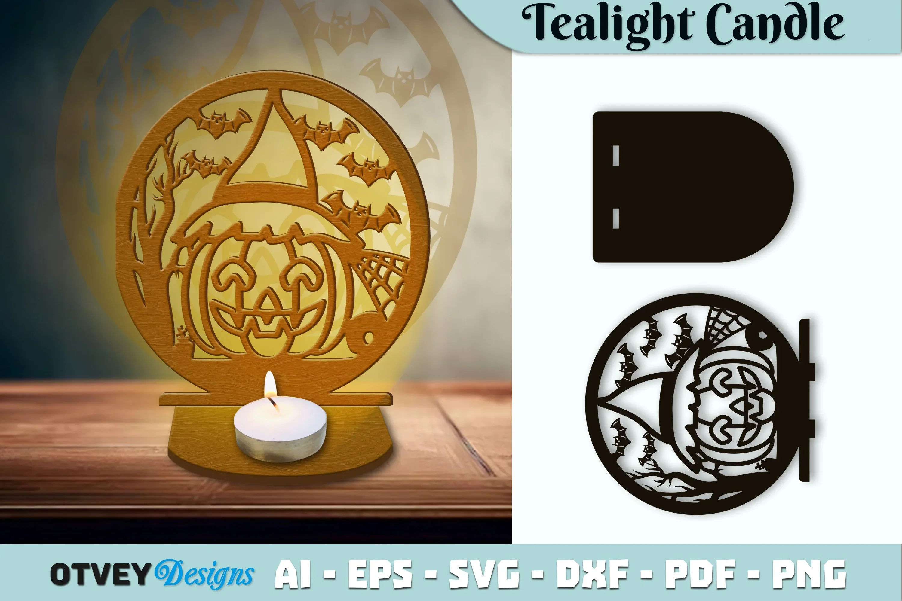 Halloween Tealight Candle Holder SVG Bundle