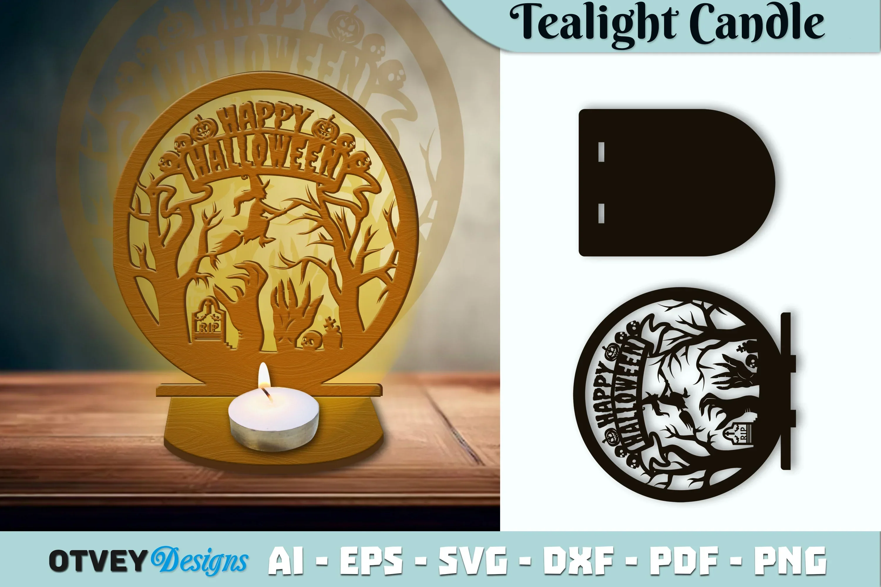 Halloween Tealight Candle Holder SVG Bundle