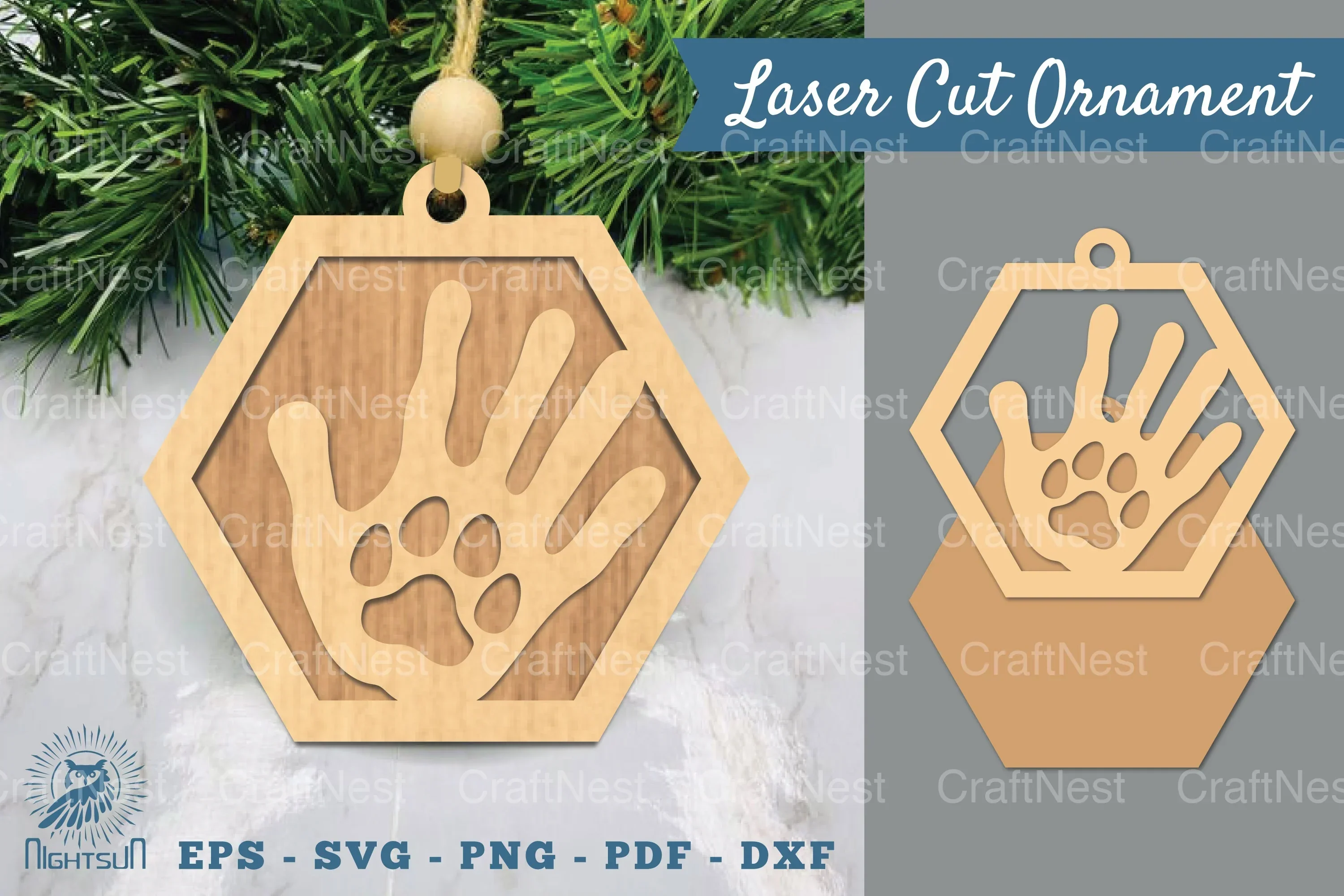 Hand Paw Laser Cut Ornament Clipart Bundle