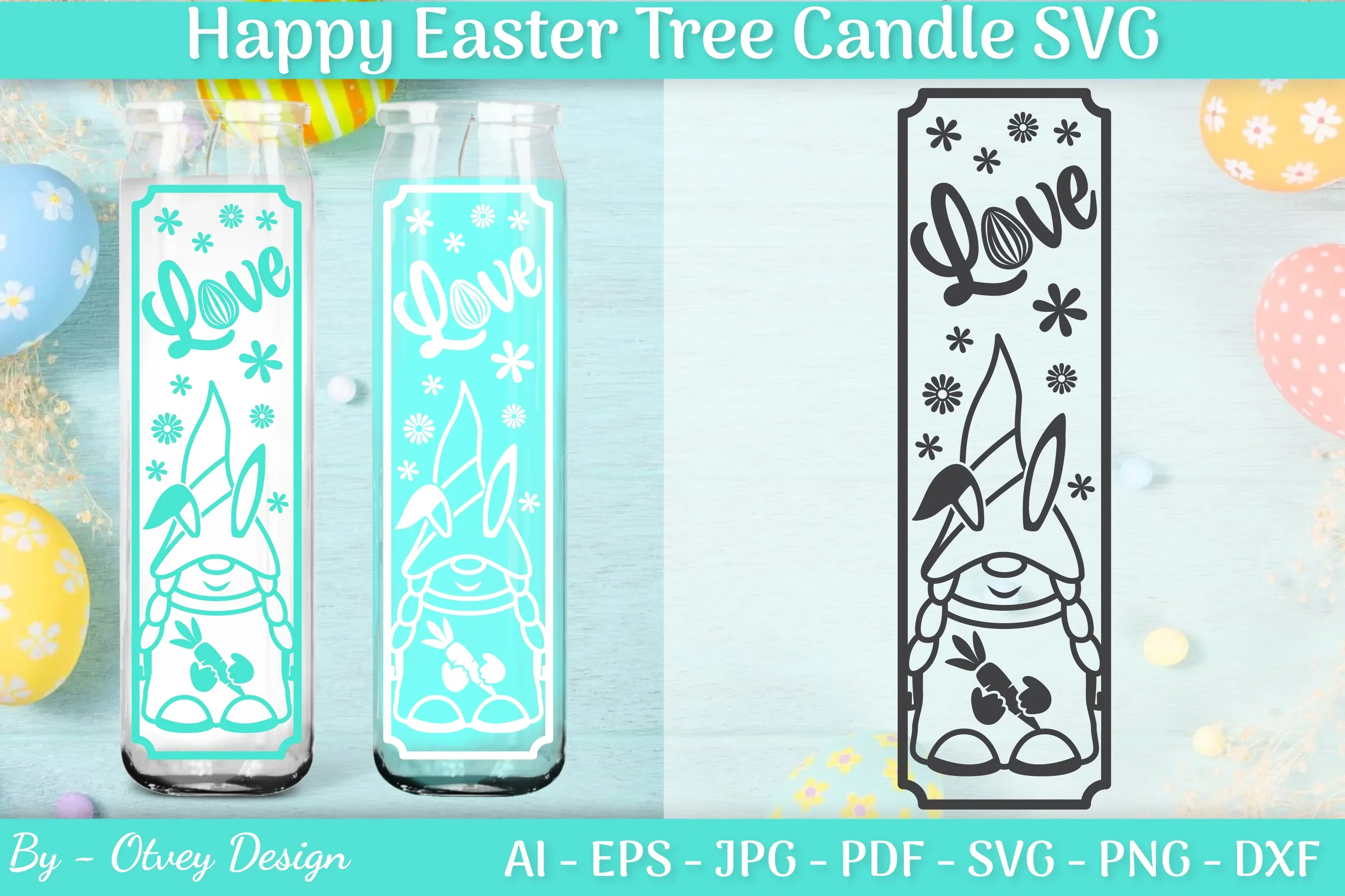 Happy Easter Candle Tree SVG Bundle