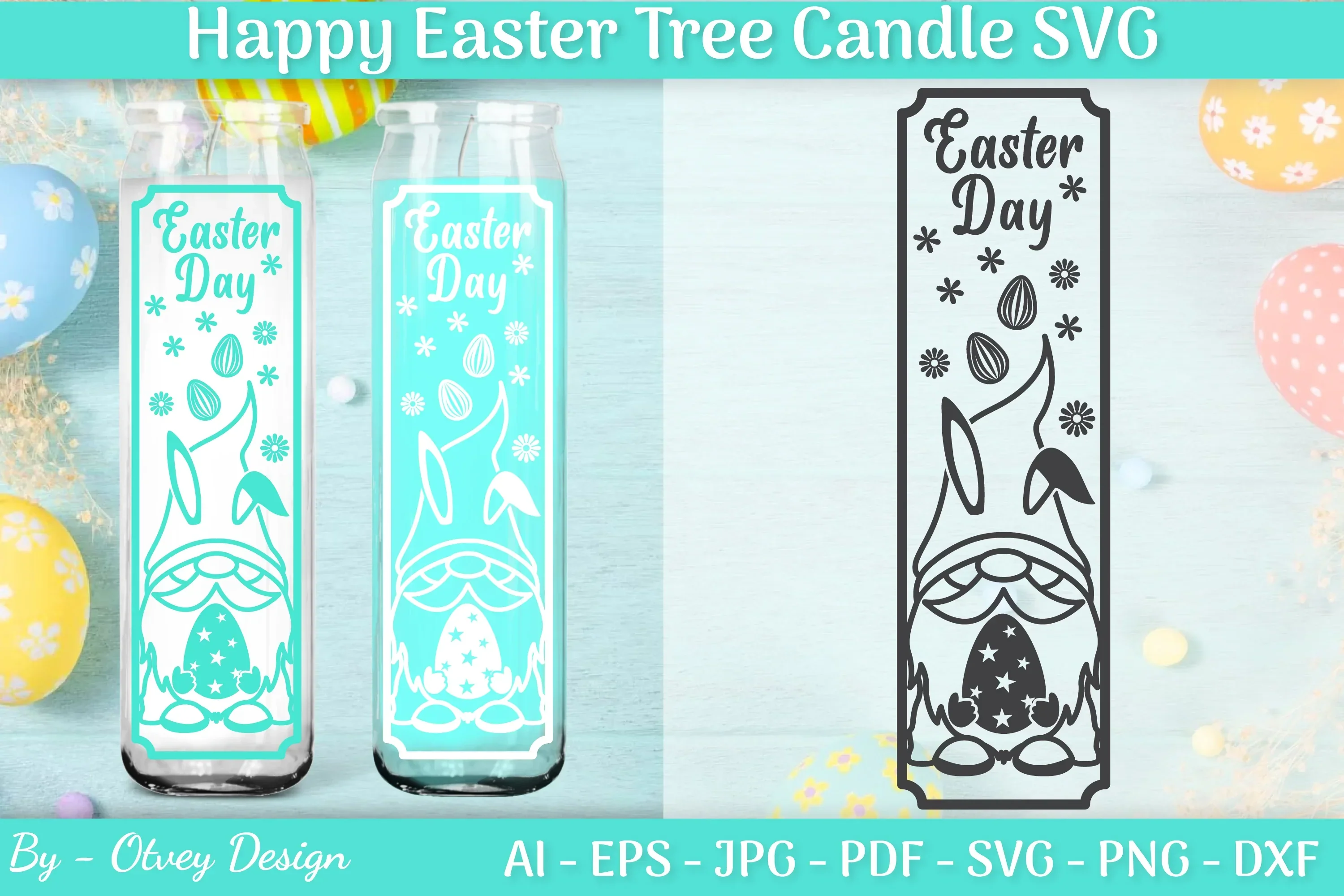 Happy Easter Candle Tree SVG Bundle