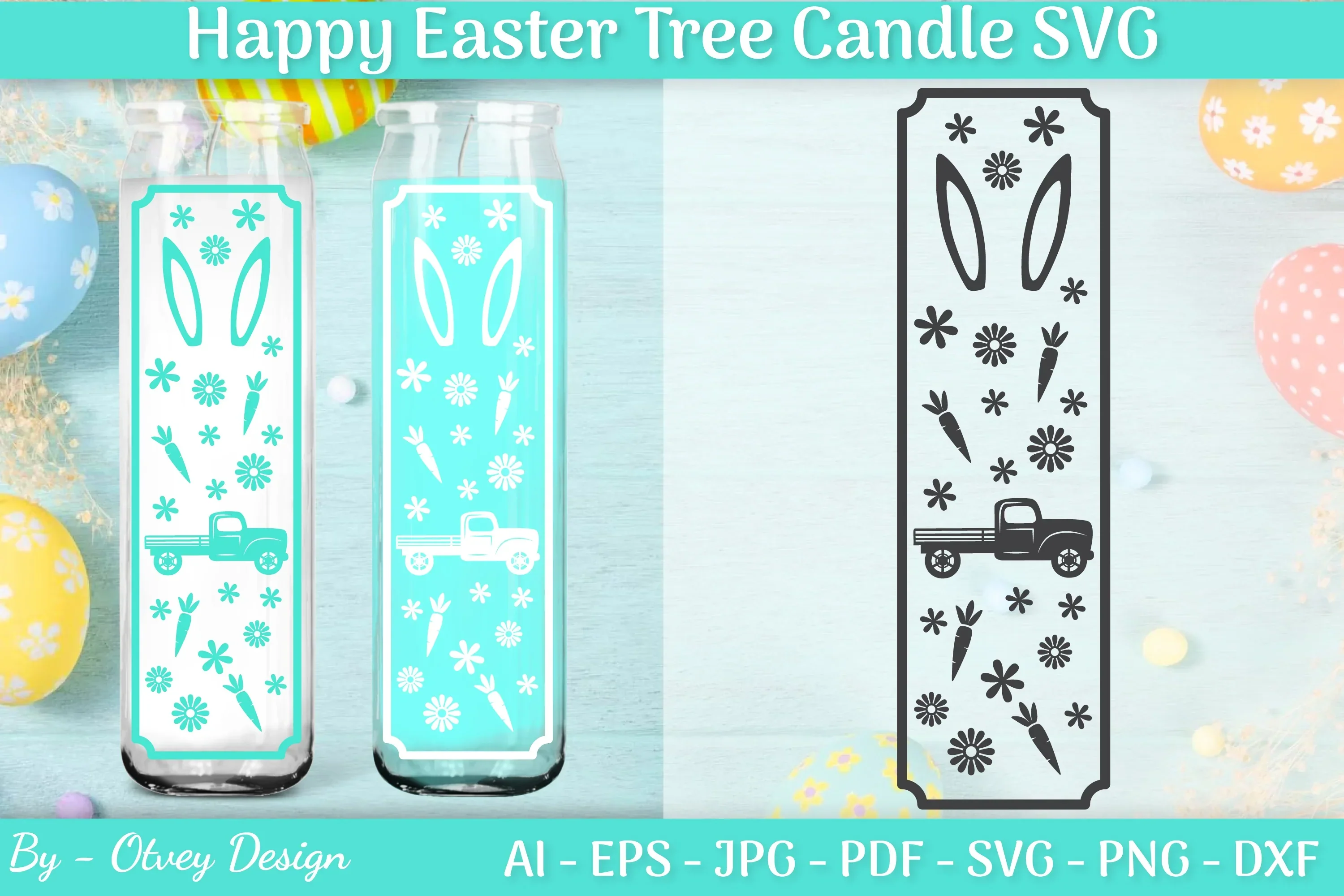 Happy Easter Candle Tree SVG Bundle