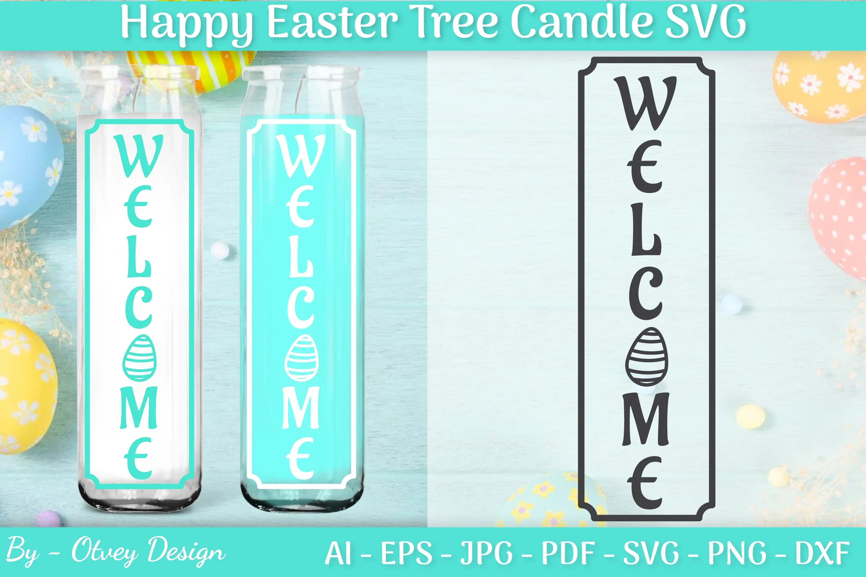 Happy Easter Candle Tree SVG Bundle